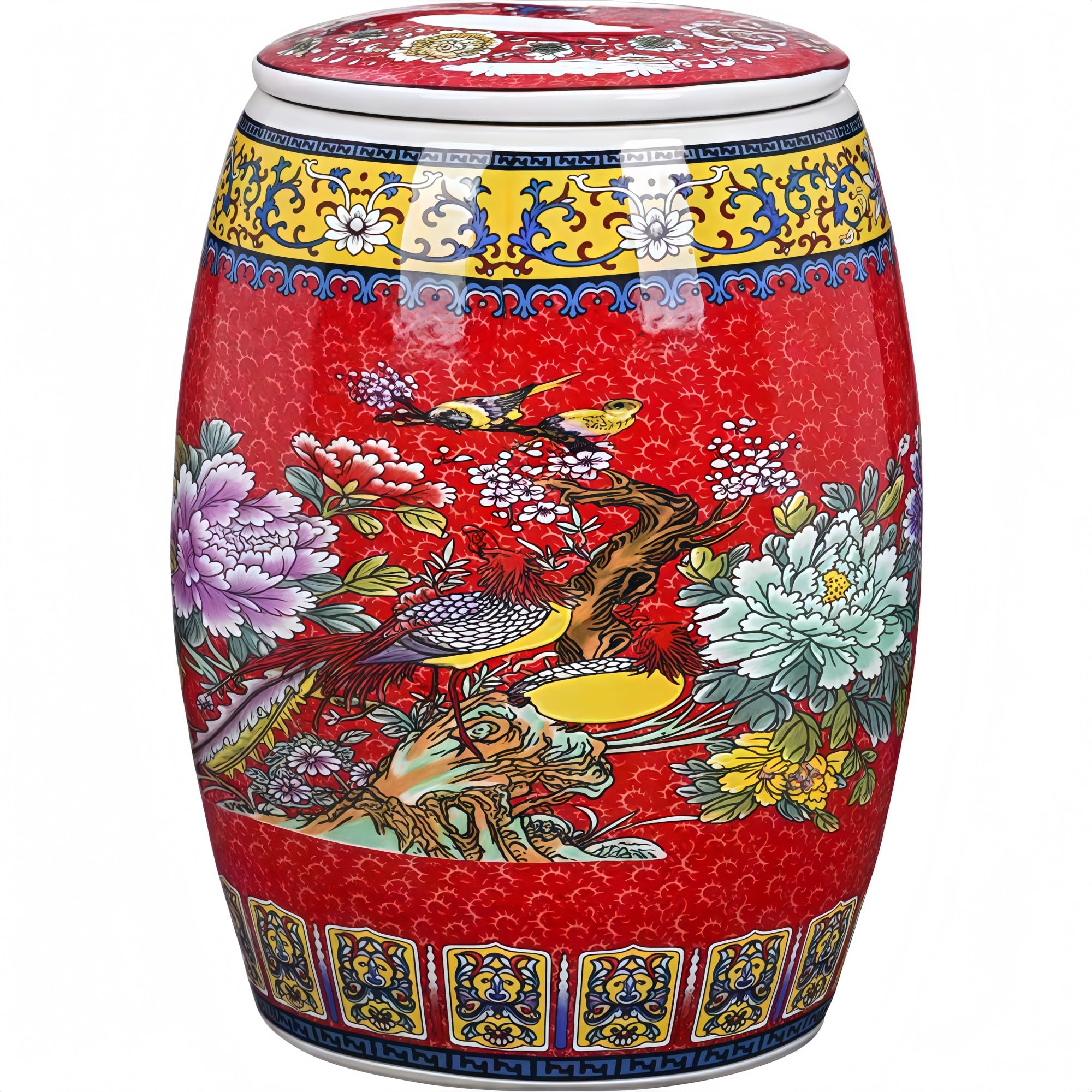 Ceramiczny zbiornik ryżu, Ceramiczny duży słoik na ryż z pokrywką Ryż Soja Mąka kukurydziana Płatki owsiane Wielokolorowy Wiele rozmiarów(Rosso,Capacity 5kg)