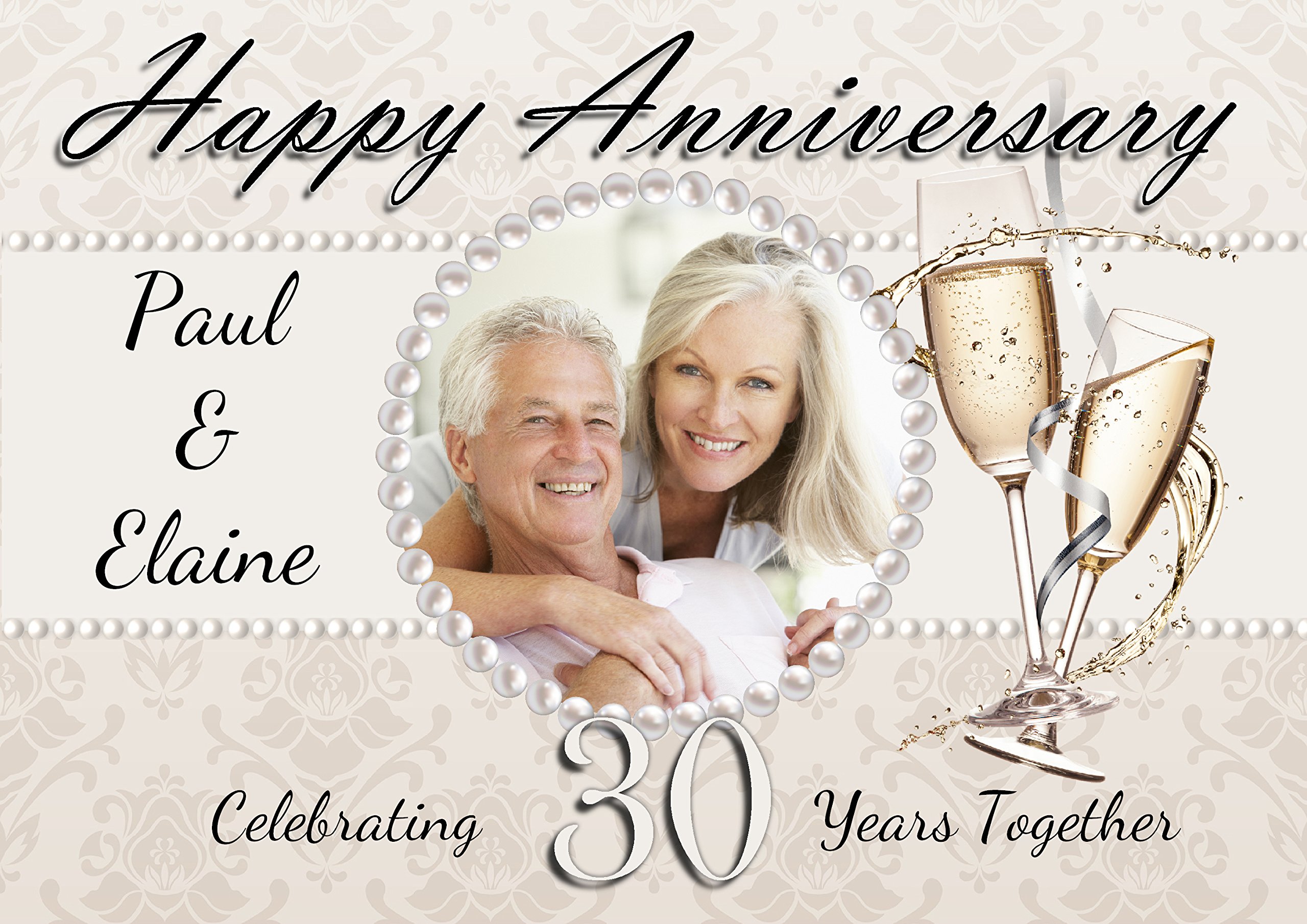 The Personalised Party Company Personalised Pearl 30Th Wedding Anniversary Congratulations Poster Banner N50 (A1 (59.4Cm X 84.1Cm)) Decoration