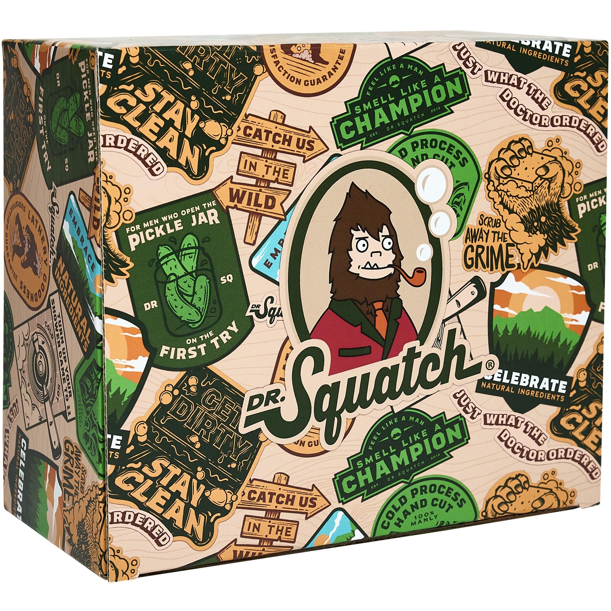 Dr. Squatch 2025 Holiday Bundle - Men's Natural 6 Soap and 1 Cologne Gift Set - Cold Process Soap with No Harsh Chemicals + Natural Cologne Made With Sustainably-Sourced Ingredients