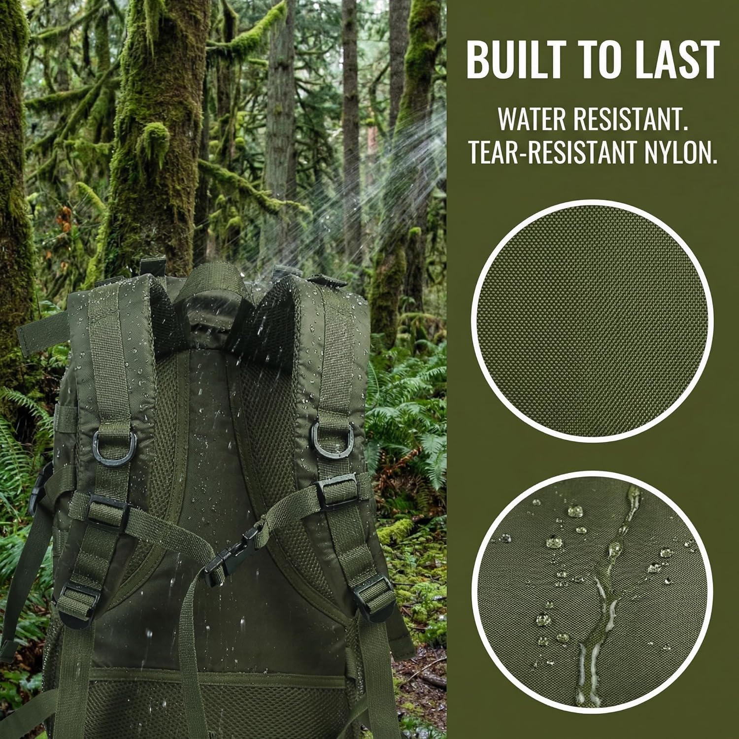 Tactical Backpack Flight Parachute Pack Large Lightweight Travel Backpack with Molle for Outdoor (Green) - Image 6