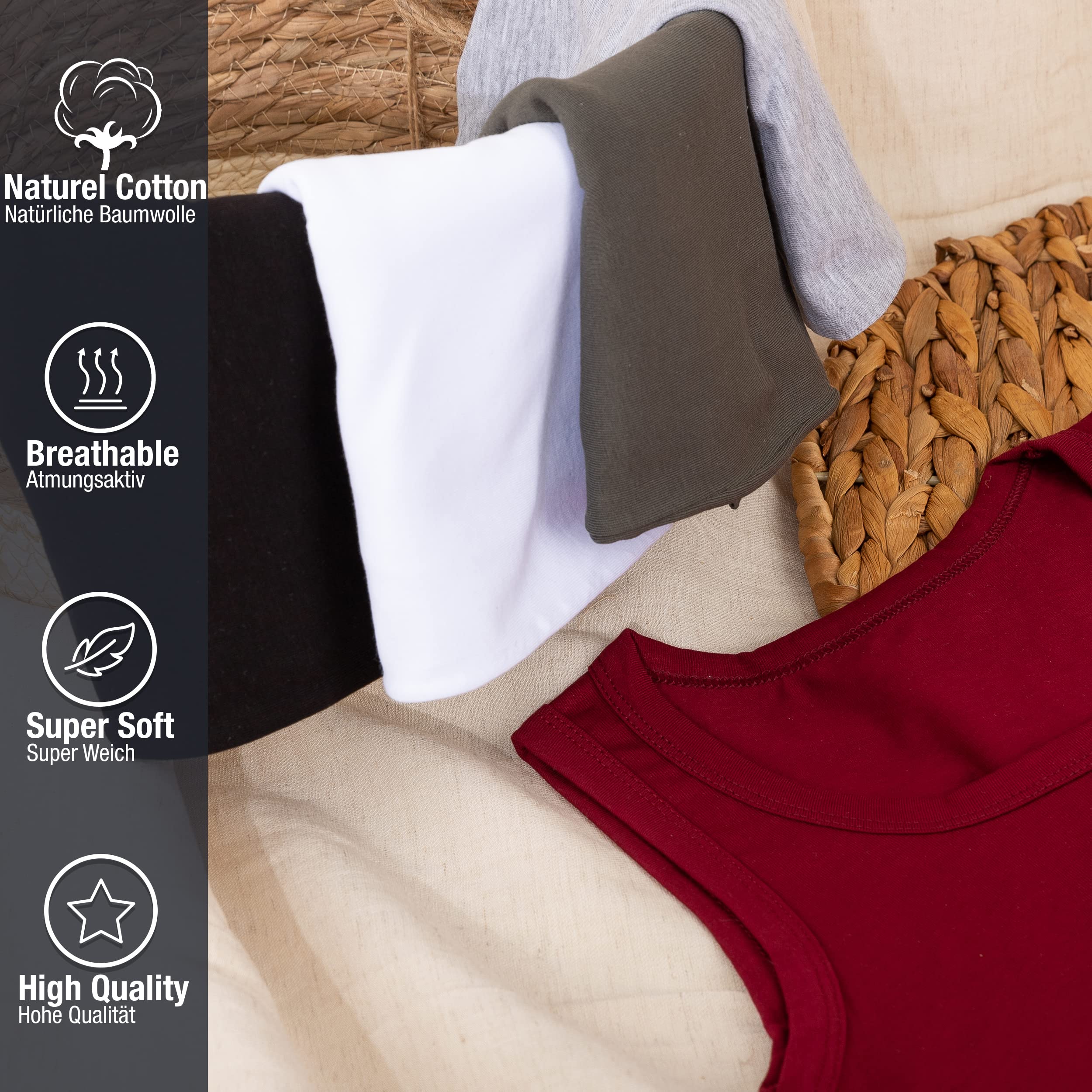 LOREZA ® 5 sous-vêtements de garçons - Débardeur en Coton - Basics - Coton - Tailles 2 à 15 Ans