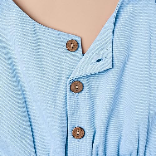 Vista 5 de KAFIREN Ropa para niña pequeña, con correa ajustable, sin mangas, de una pieza, con volantes, para verano, con bolsillo, de 6 meses a 5T