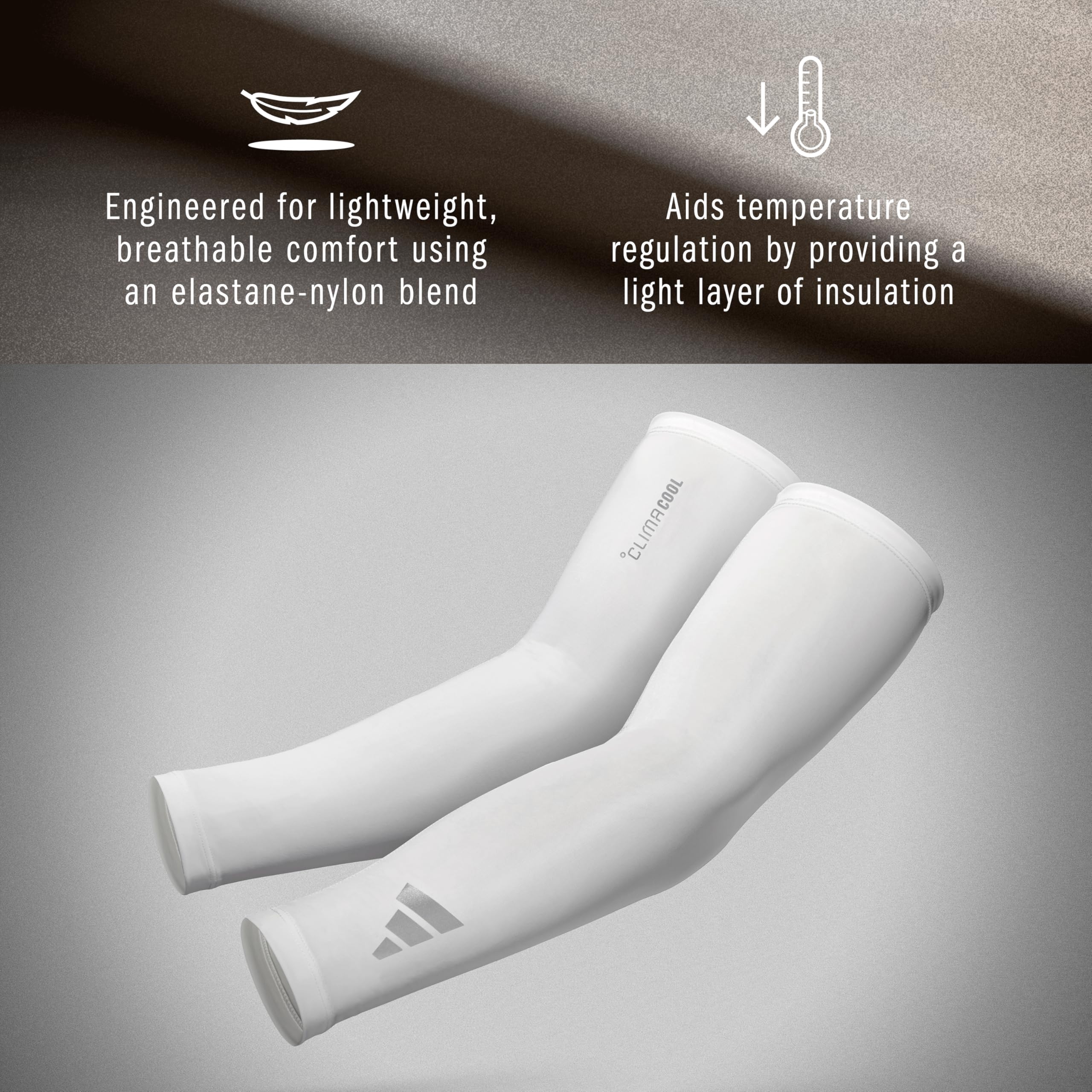 adidas Aeroready kompresyjne rękawy na ramiona, pochłaniające wilgoć, lekkie, oddychające, elastyczne, odblaskowe, biały, S-M