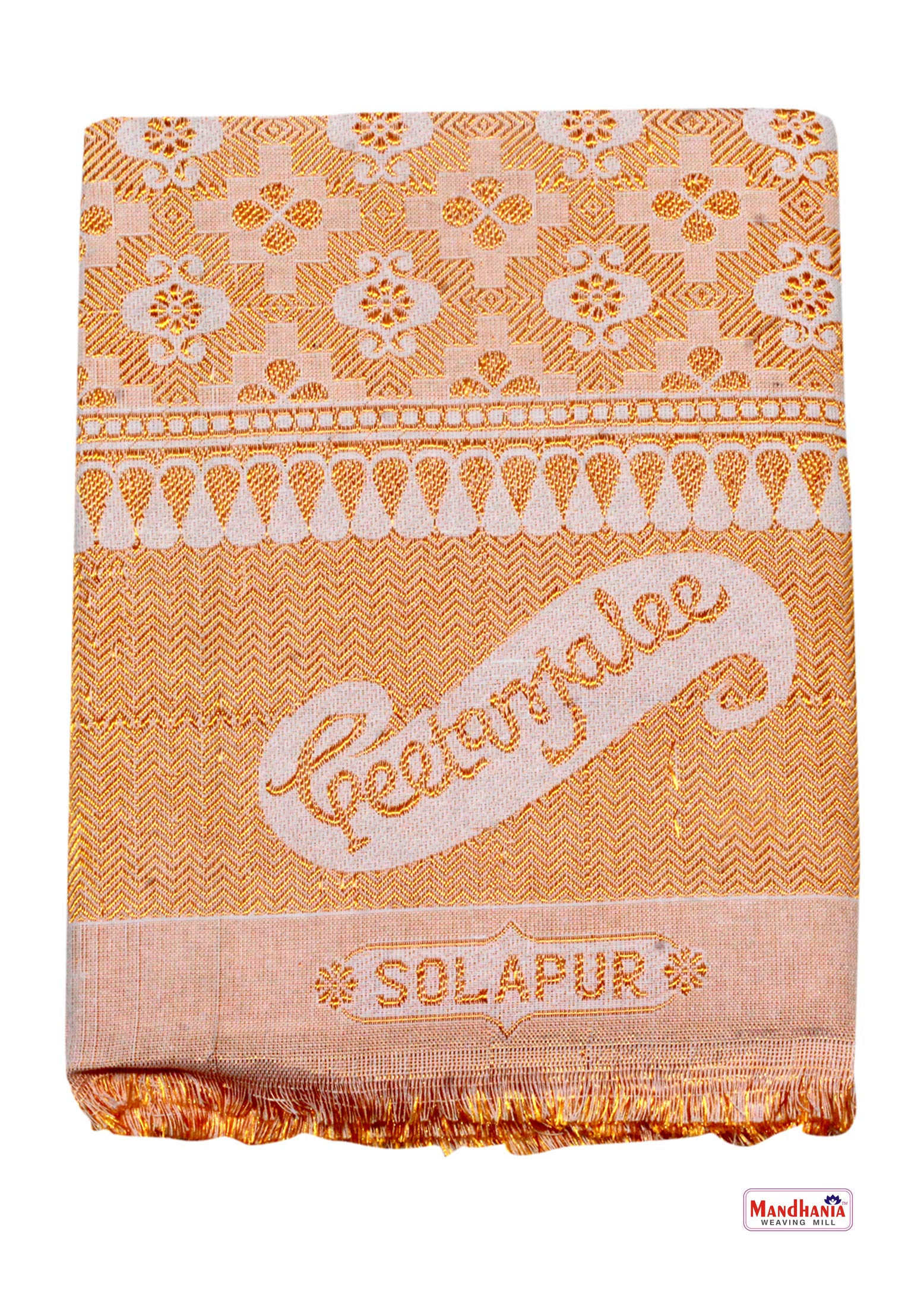 Mandhania Solapur Chaddar Single Blanket Cotton,Rayon & Viscose Pack of 1 - Yellow-image-3