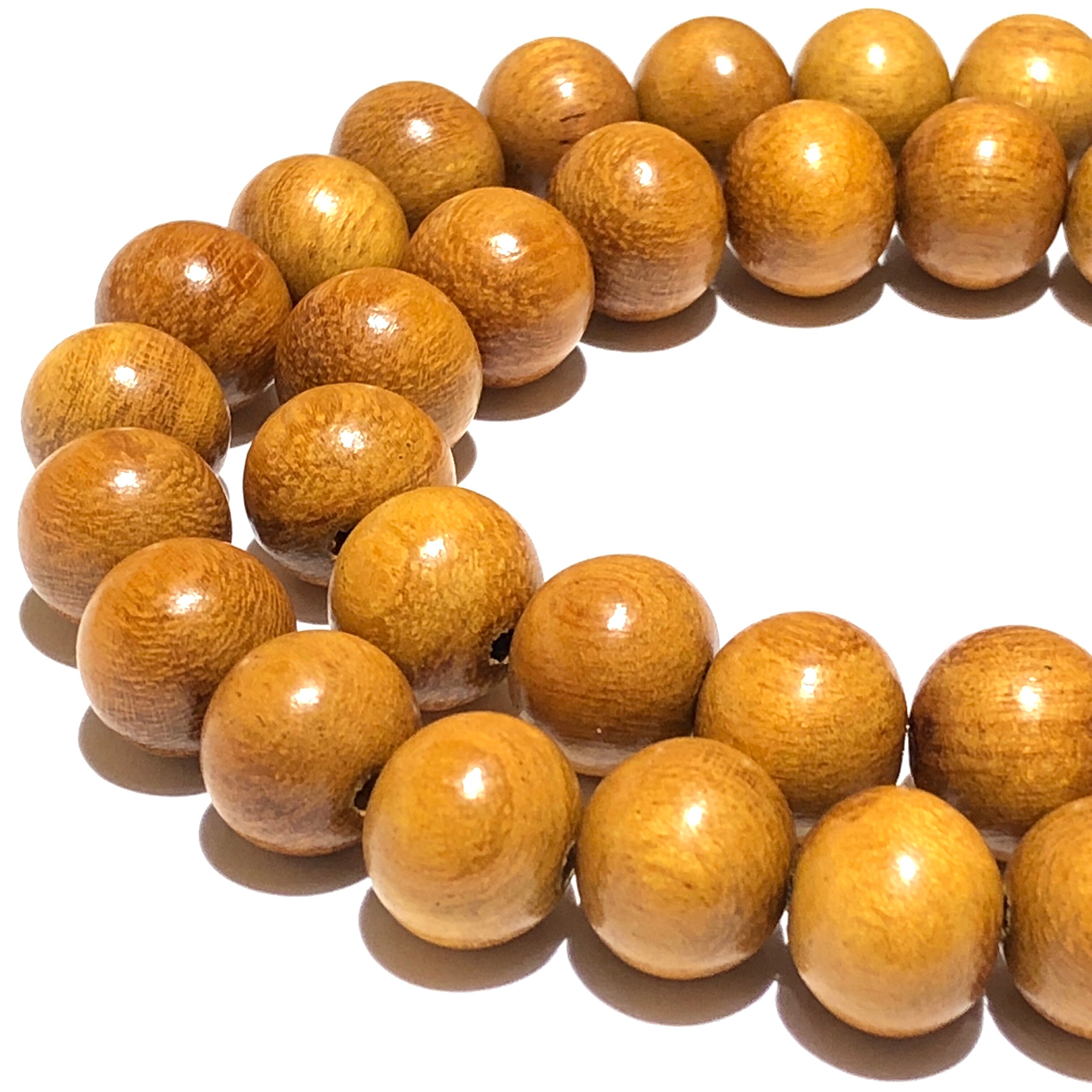 ABC GEMS USAJackfruit Tree Nangka Hardwood (Gorgeous Wood Grain- Durable- Light Scent- Light Weight) 12mm Smooth Round Natural Organic Healing Energy Wood Beads