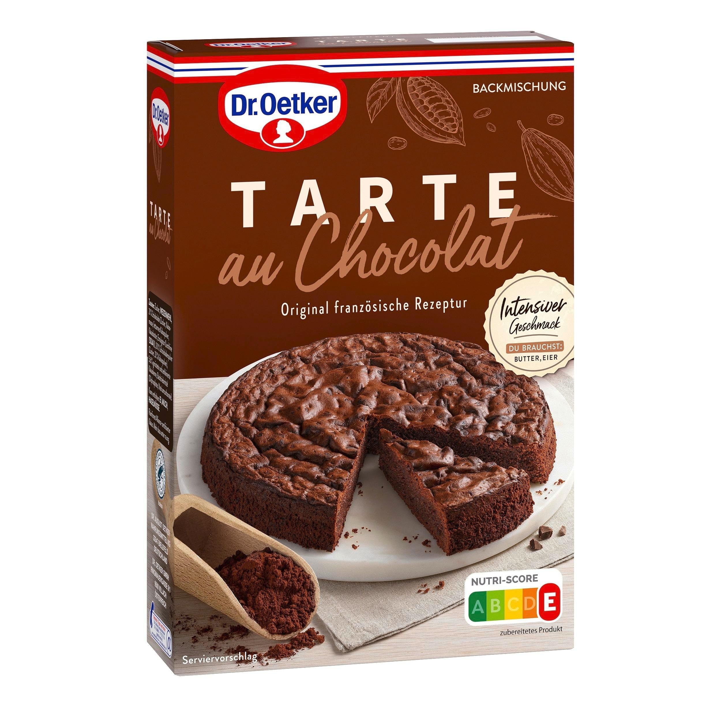 Dr. Oetker Tarte au Chocolat, 5er Pack Kuchen-Backmischung für Schokoladen-Kuchen, Original französische Rezeptur, intensiver Schokoladen-Geschmack, einfaches & gelingsicheres Backen, 5 x 470 g