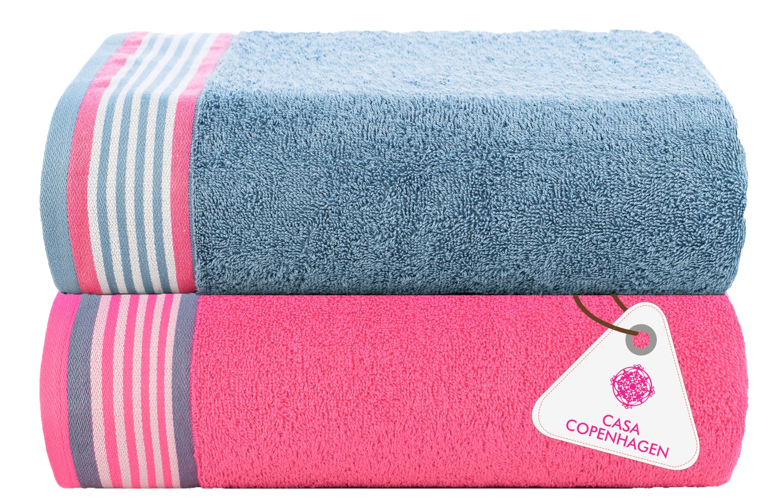 Casa Copenhagen He & She Super Soft Collection 2 Pieces 100% Super Soft Cotton Large Bath Towel (Size : 70 x 140 cm) - RK-Dusty Blue & Pink (B0CYLY637F) Amazon Price History, Amazon Price Tracker