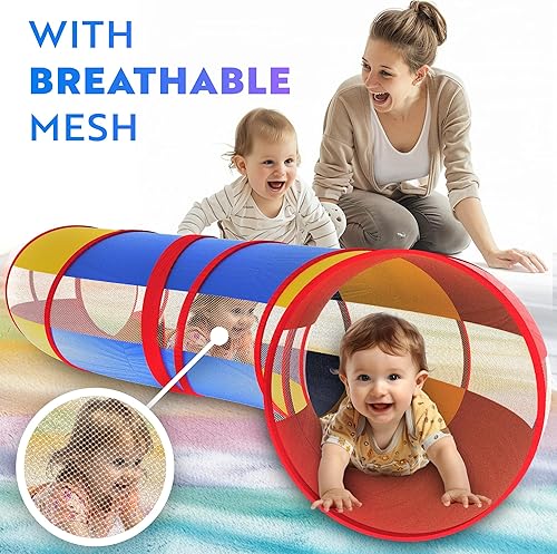 Miniatura 3 de Playz Casa de juegos para niños, centro de juego de túnel de gimnasio de la selva para niños, niñas, bebés, niños pequeños con bolsa de