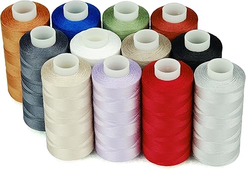Miniatura 8 de Simthread 12 hilos de algodón para todos los propósitos, 50s/3 hilos para coser, etc. - 550 yardas cada uno (colores neutros) 12 colores neutros,12