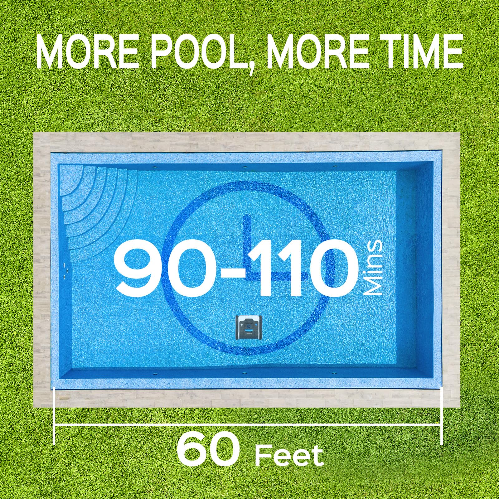 WYBOT Robot Limpiafondos Piscina Inalámbrico para Fondo/Paredes/Línea de Agua, Durante 120 mins con planificación de rutas, Carga Rápida, hasta 120㎡