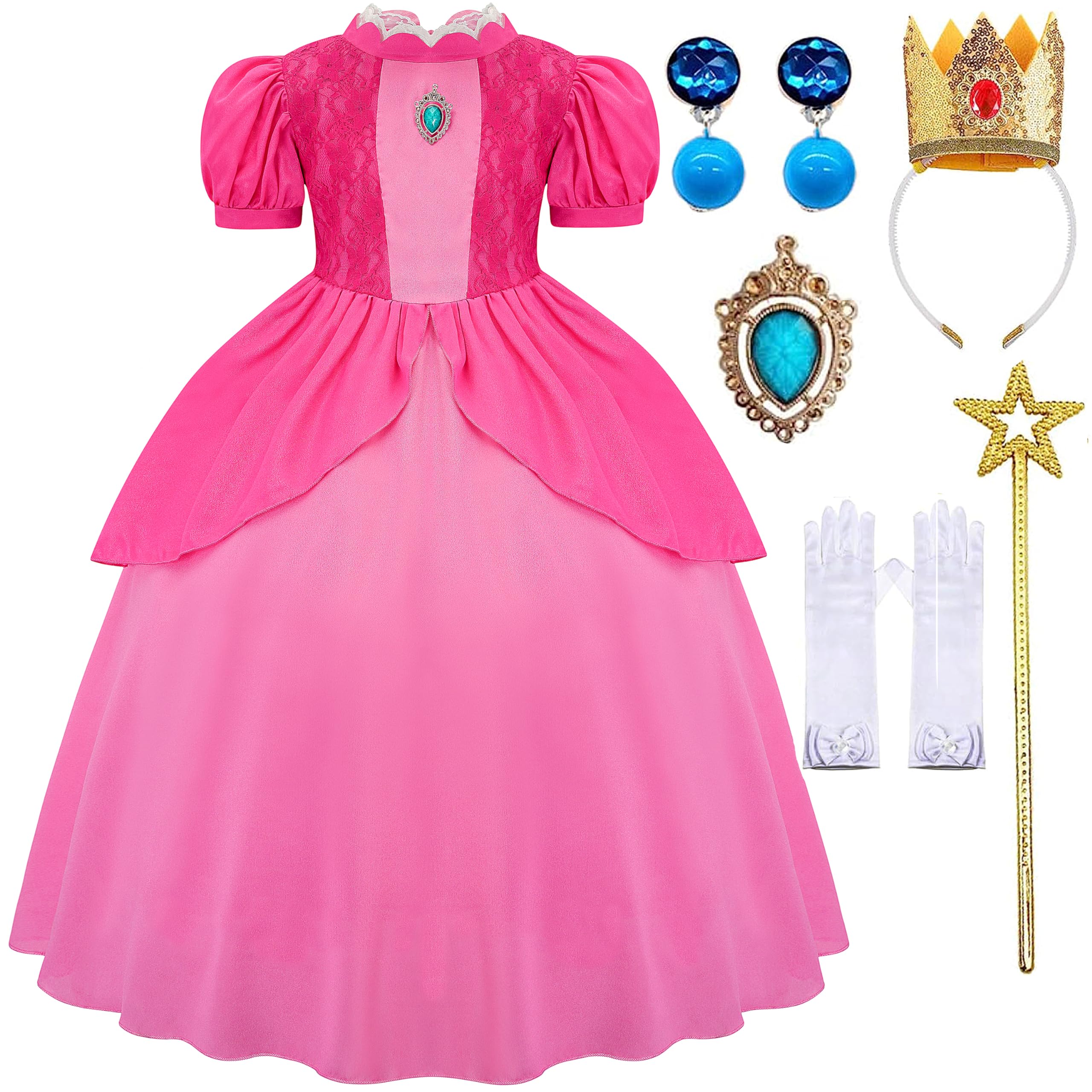 SYoimyPrincess Costume for Girls Princess Dress Up Costume with Accessories Kids Birthday Party Halloween Cosplay