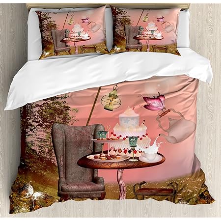 Amazon Com Alice In Wonderland Us Queen Bed Duvet Cover Set Young Girls Bedroom Fantasy Room Decor Kitchen Dining
