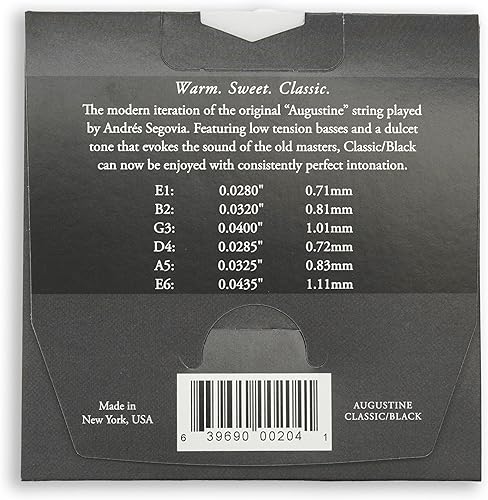 Miniatura 2 de Augustine Cuerdas Classic Black - Cuerdas de guitarra clásica de baja tensión - La cuerda original de nailon - 1 juego