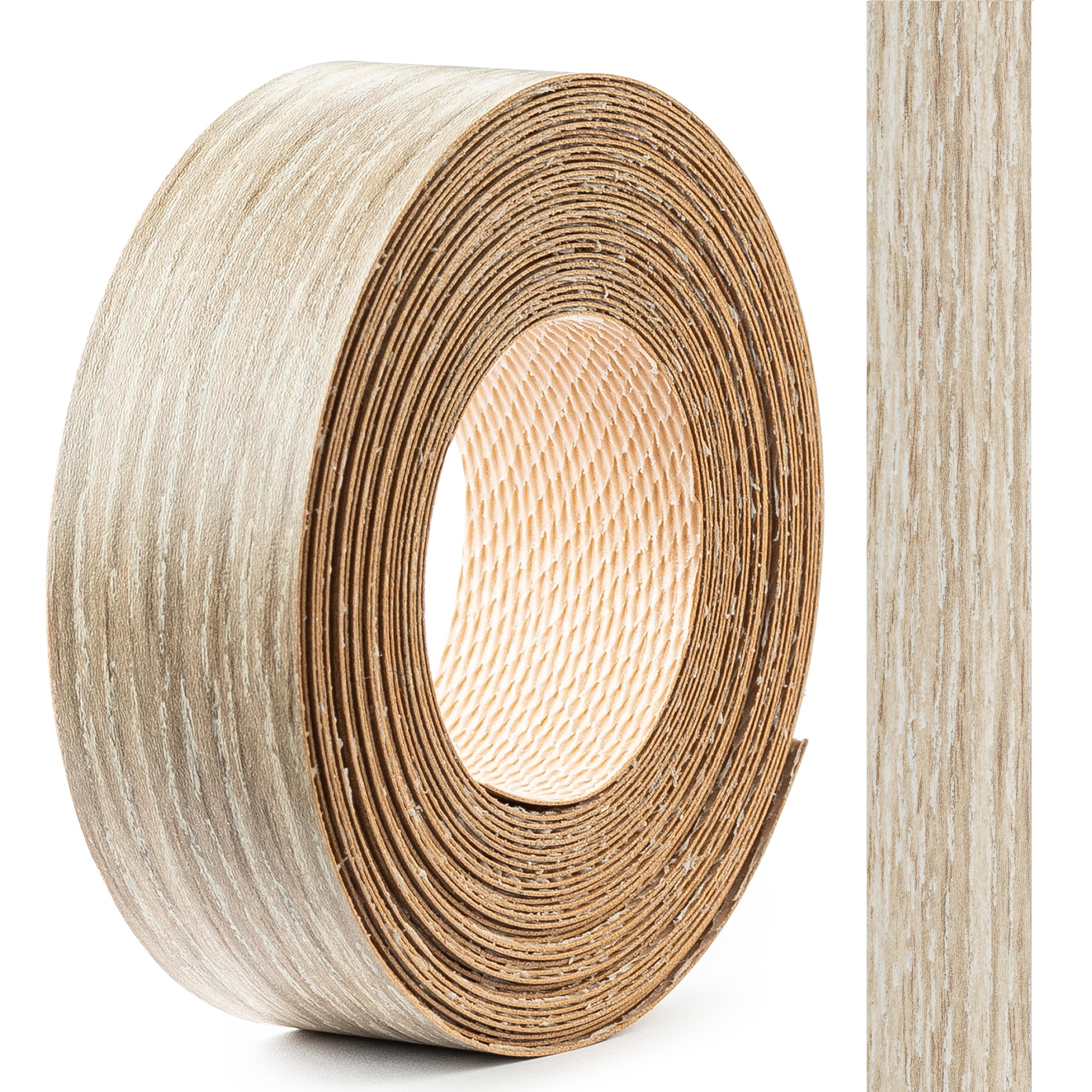 FOLDECOR Sonoma Oak Gray Hotmelt Melamine Edge Banding Tape 21mm x 5m, Iron on Edge Trim Strip for Furniture, Cabinets, Shelves & Panels, Easy to Apply & Cut