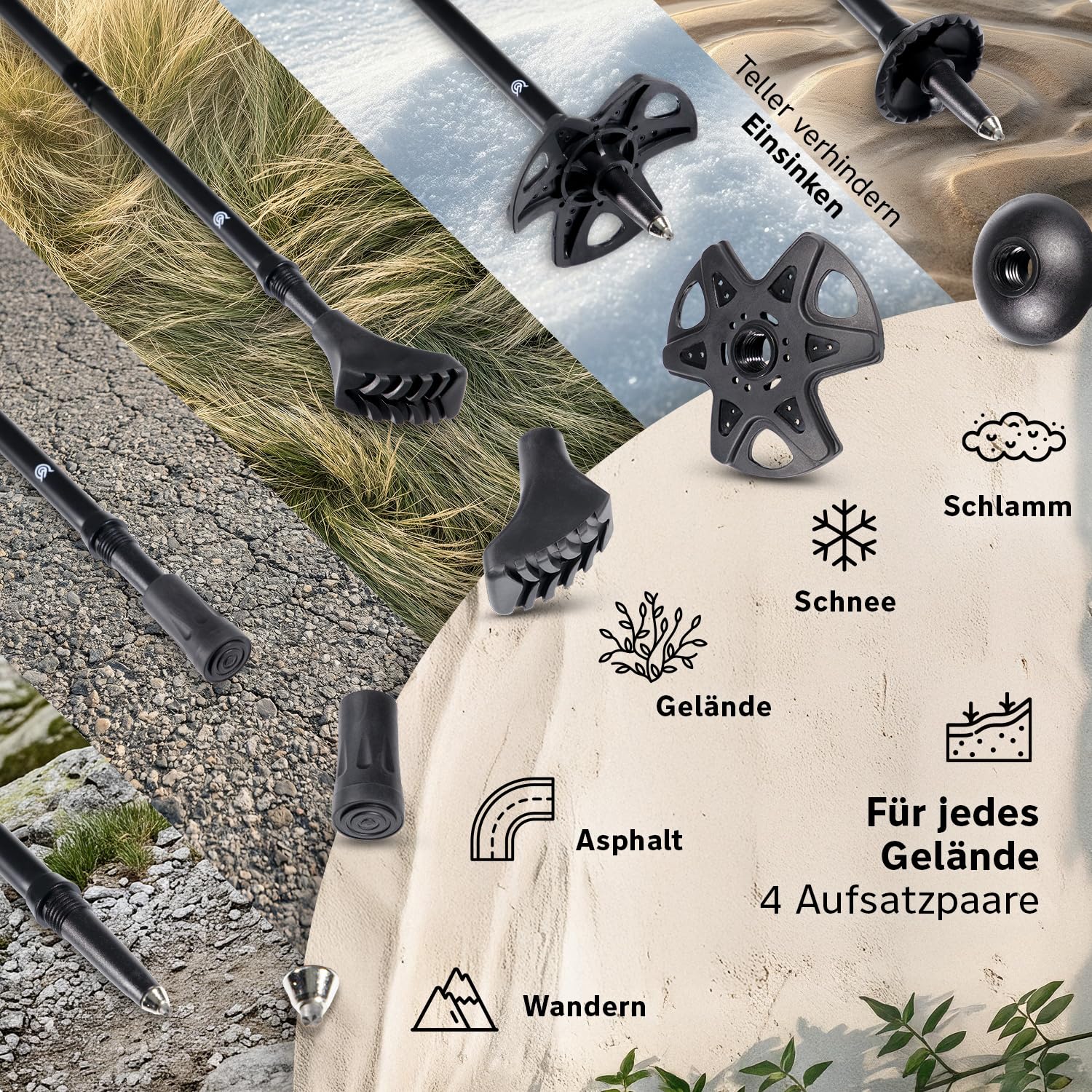 Bastones de senderismo plegables de carbono y aluminio (solo 240 g/295 g) con mango de corcho | Bastones de trekking ultraligeros y ajustables sin niveles, para marcha nórdica, 115-135 cm/100-120 cm, para hombre y mujer