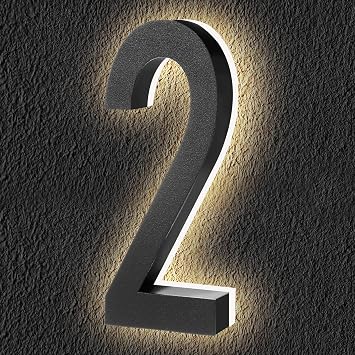 ROCEEI 6 Inch Backlit LED House Number 0-9 for Outside Stainless Steel Waterproof Home Address Number Illuminated House Modern Lighted Address Sign for Houses Restaurant 12v Dc Low Voltage2