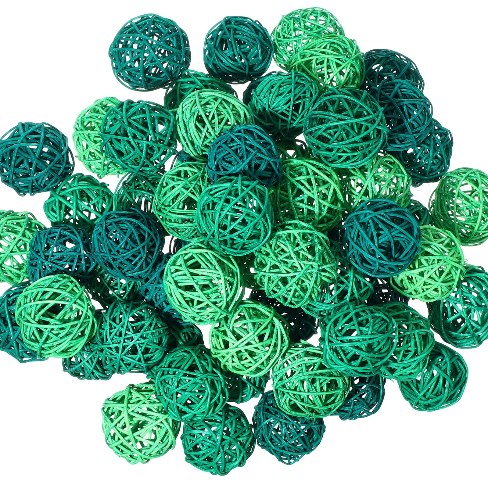 Treela 60 Pcs St. Patrick's Day Decorative Orbs 1.8 Inch Wicker Rattan Balls Green Vase Bowl Filler Balls for Spring Wedding Bridal Party Festival Decoration, 3 Colors