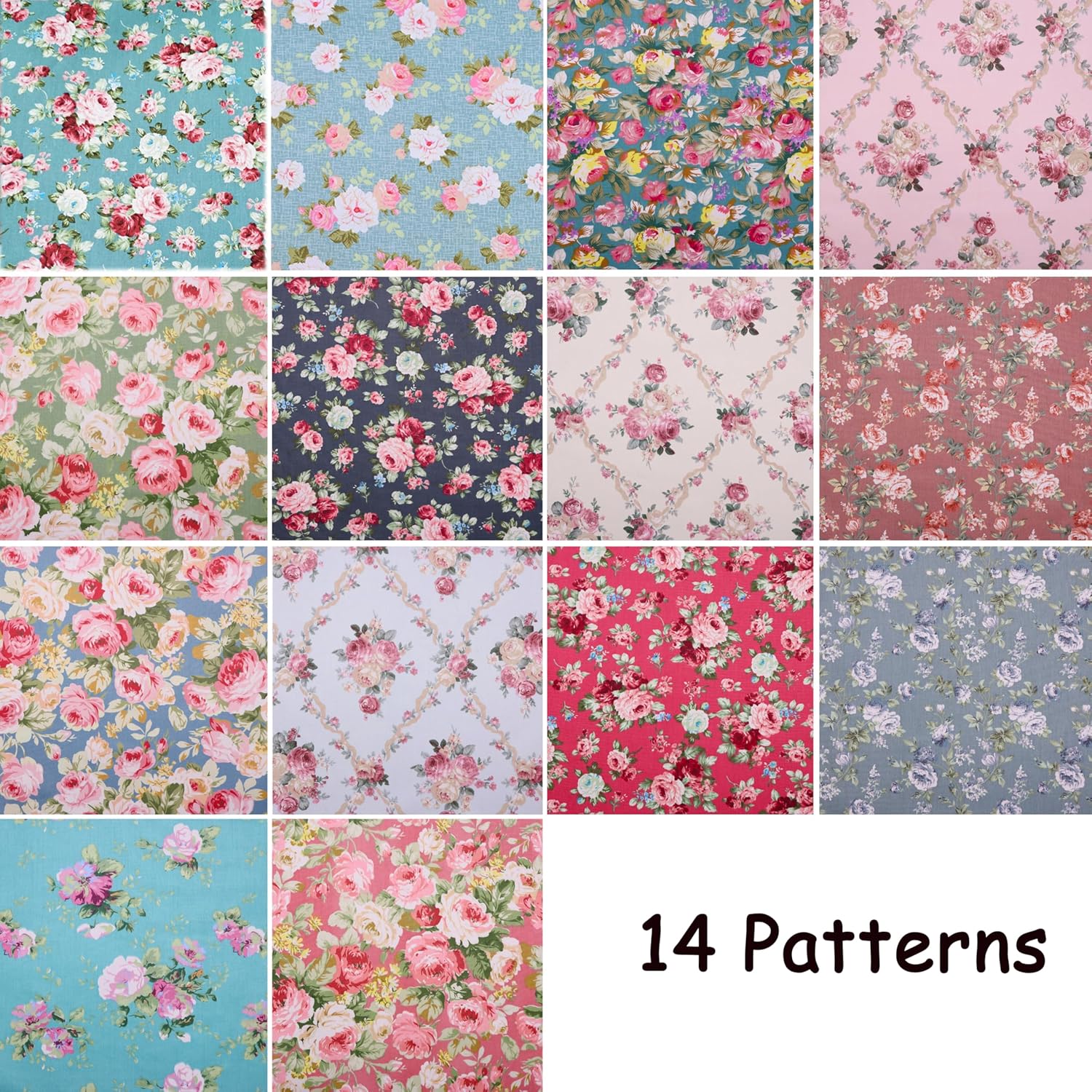 Hanjunzhao 42Pcs 10" Layer Cake Fabric - Vintage Floral Print Cotton Fabric Squares 10x10, Layer Cakes 10 inch Squares for Quilting, Sewing, Quilts, and Crafts - Retro Floral