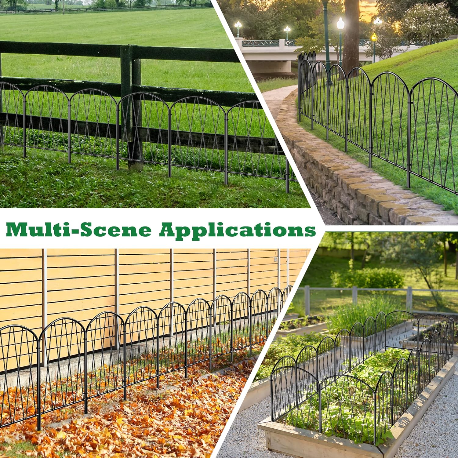 Decorative Garden Fence 24 Pack, 17in(H) x 27ft(L) No Dig Anti-Rust Metal Dog Fences for The Yard, Garden Fence Border for Landscape Yard Patio Outdoor Decoration, Dog Rabbit Stakes Defense,Arched