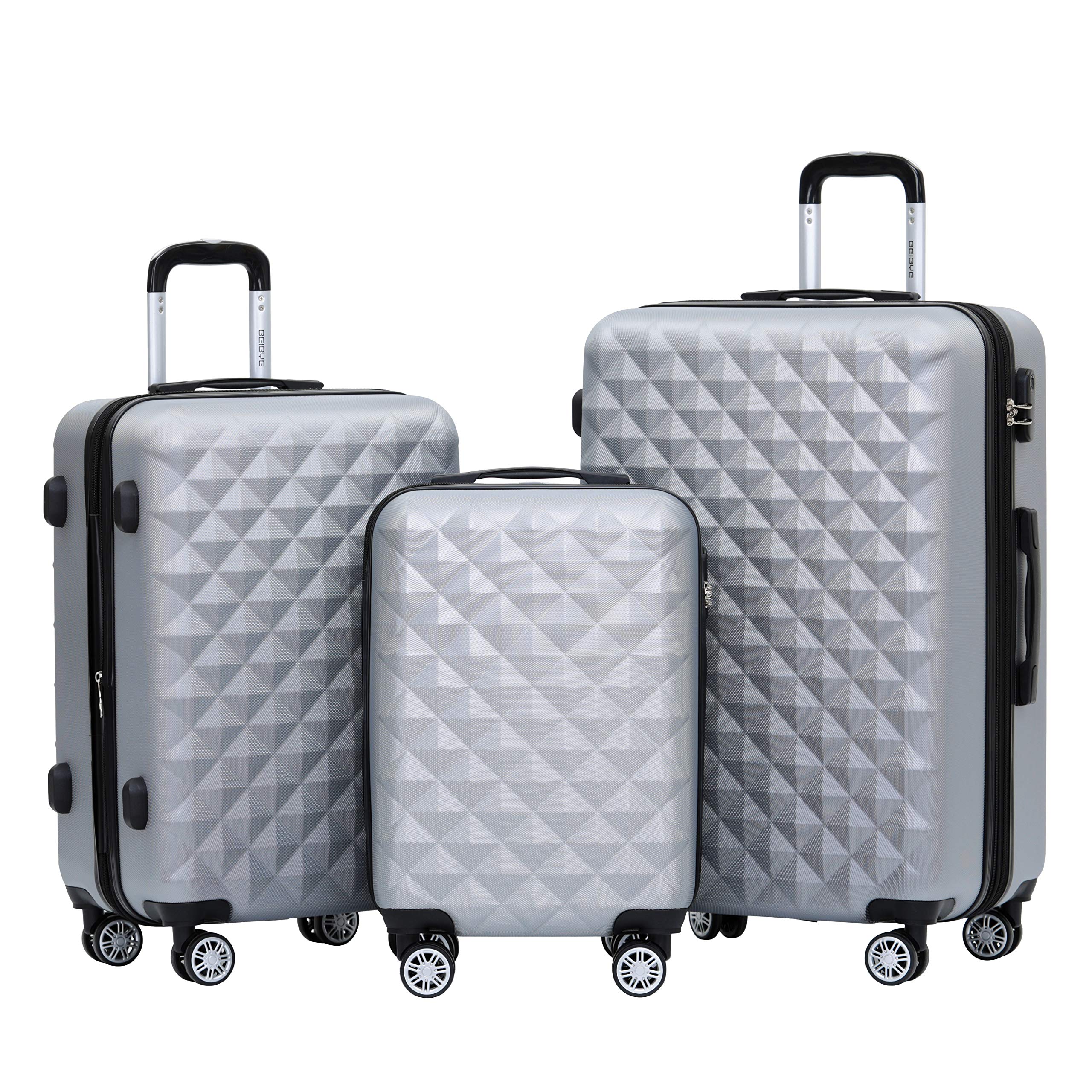 BEIBYE 2066 Hartschalenkoffer aus ABS, Reisekoffer mit 4 Zwillingsrollen und Zahlenschloss, Erweiterbarer Trolley Koffer L XL + Handgepäck M (ohne Erweiterung), Kofferset oder Einzelkoffer
