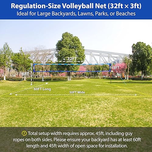 Miniatura 2 de Juego de red de voleibol resistente para exteriores, sistema anti-hundimiento, postes de aluminio ajustables, tamaño regulador profesional portátil