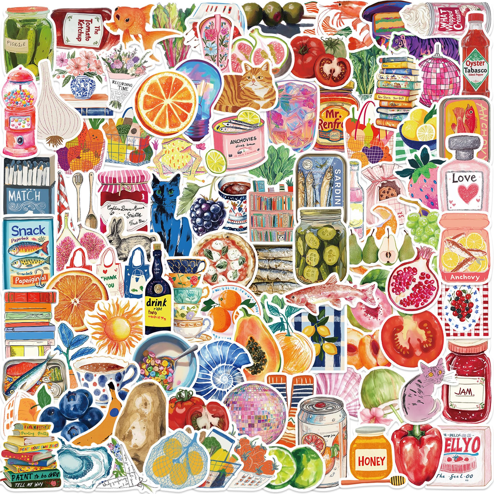 Durdiiy 100PCS DIY Waterproof Watercolor Diary Graffiti Stickers, Cute Aesthetic Stickers, Journal Stickers, Laptops, Notebooks, Scrapbooks, Suitable for Girls, Teens, Adults (Dark Colors) — image 1