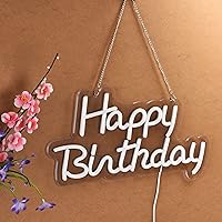 Vista 5 de Letrero de neón de feliz cumpleaños para decoración de pared, con interruptor regulable, letreros de luz de neón reutilizables para toda