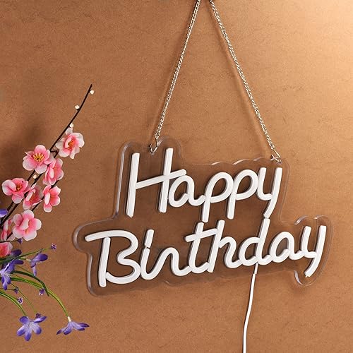 Miniatura 5 de Letrero de neón de feliz cumpleaños para decoración de pared, con interruptor regulable, letreros de luz de neón reutilizables para toda la