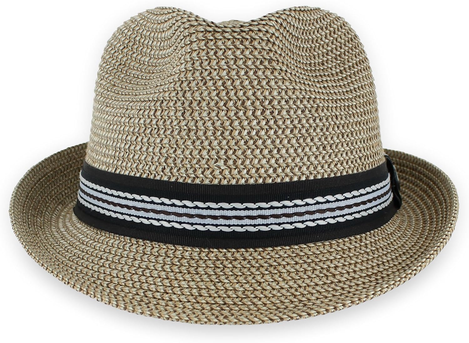 Belfry Men Women Summer Straw Trilby Fedora Hat in Blue Tan Black Luz Tan LRG - Image 4