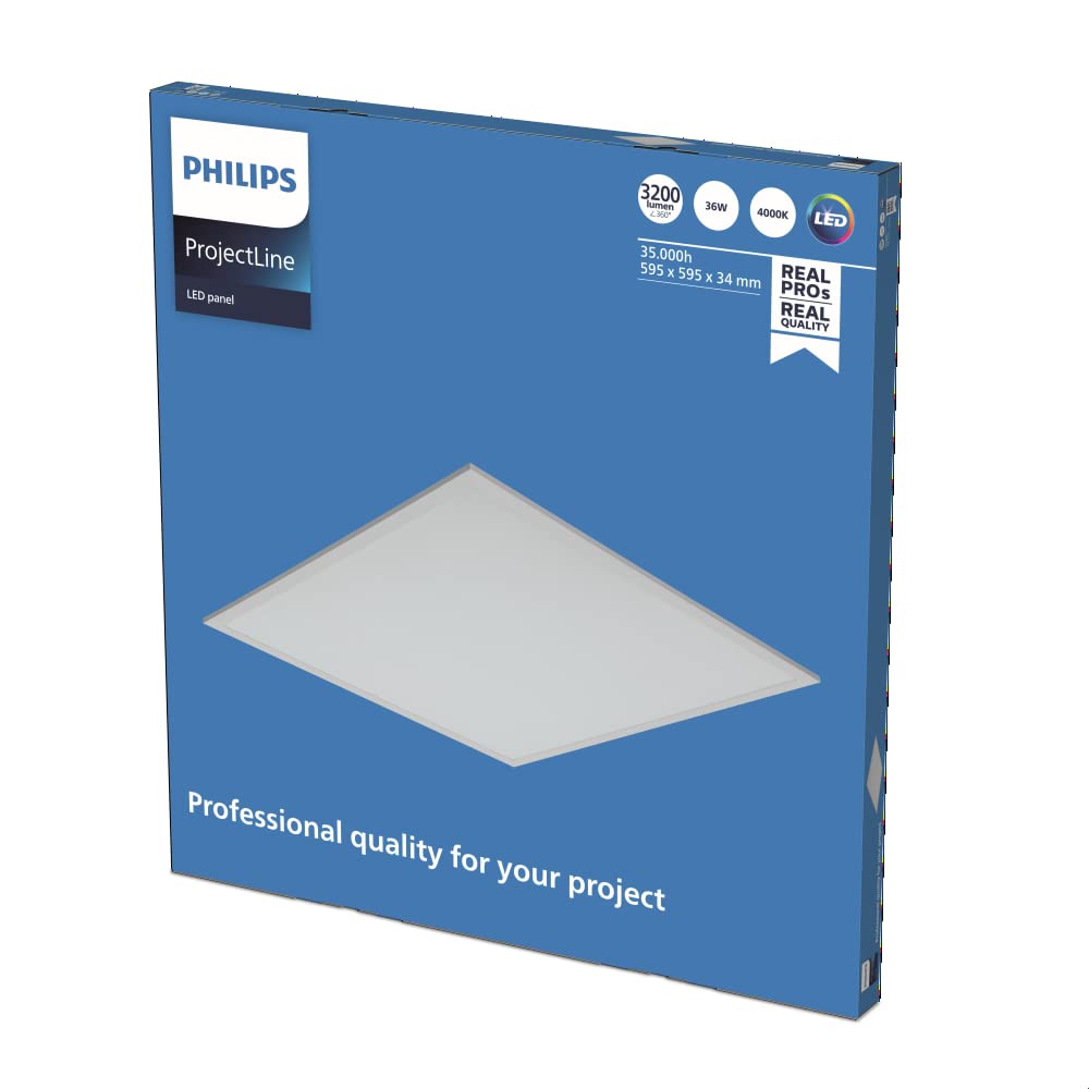 Philips White Projectline Led Panel Light [3200 Lumens - 4000K Cool ] 60 X 60Cm Noc. For Indoor Commercial Lighting
