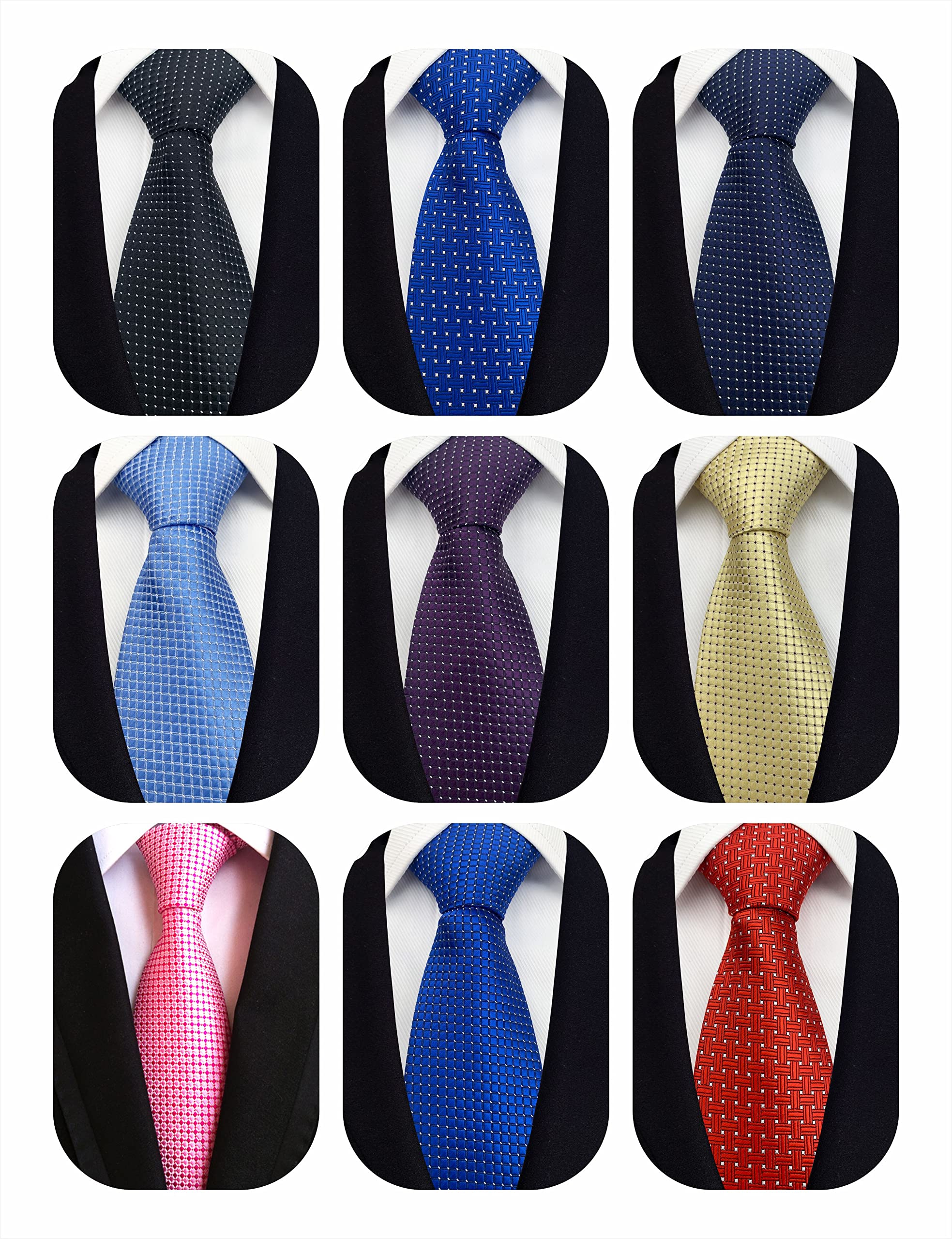 WeiShang Classic Men's Silk Tie Necktie Woven JACQUARD Neck Ties, Style 8, 57.1" x 3.1"