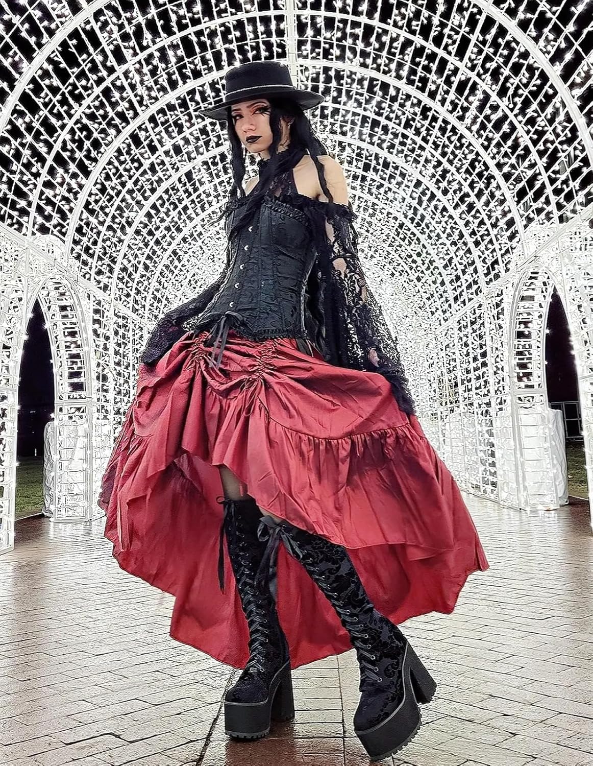 Scarlet Darkness Women's Renaissance Pirate Skirt Gothic Steampunk Victorian High-Low Skirts - Image 2