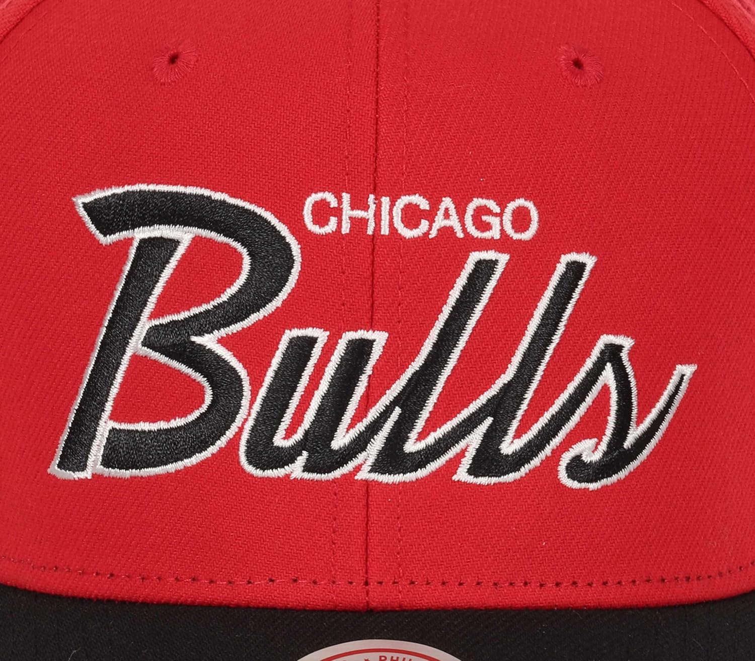Mitchell & Ness NBA Caps Baseball Cap Adjustable Snapback Curved Peak Basketball Two Tone, Chicago Bulls # 34315, One Size