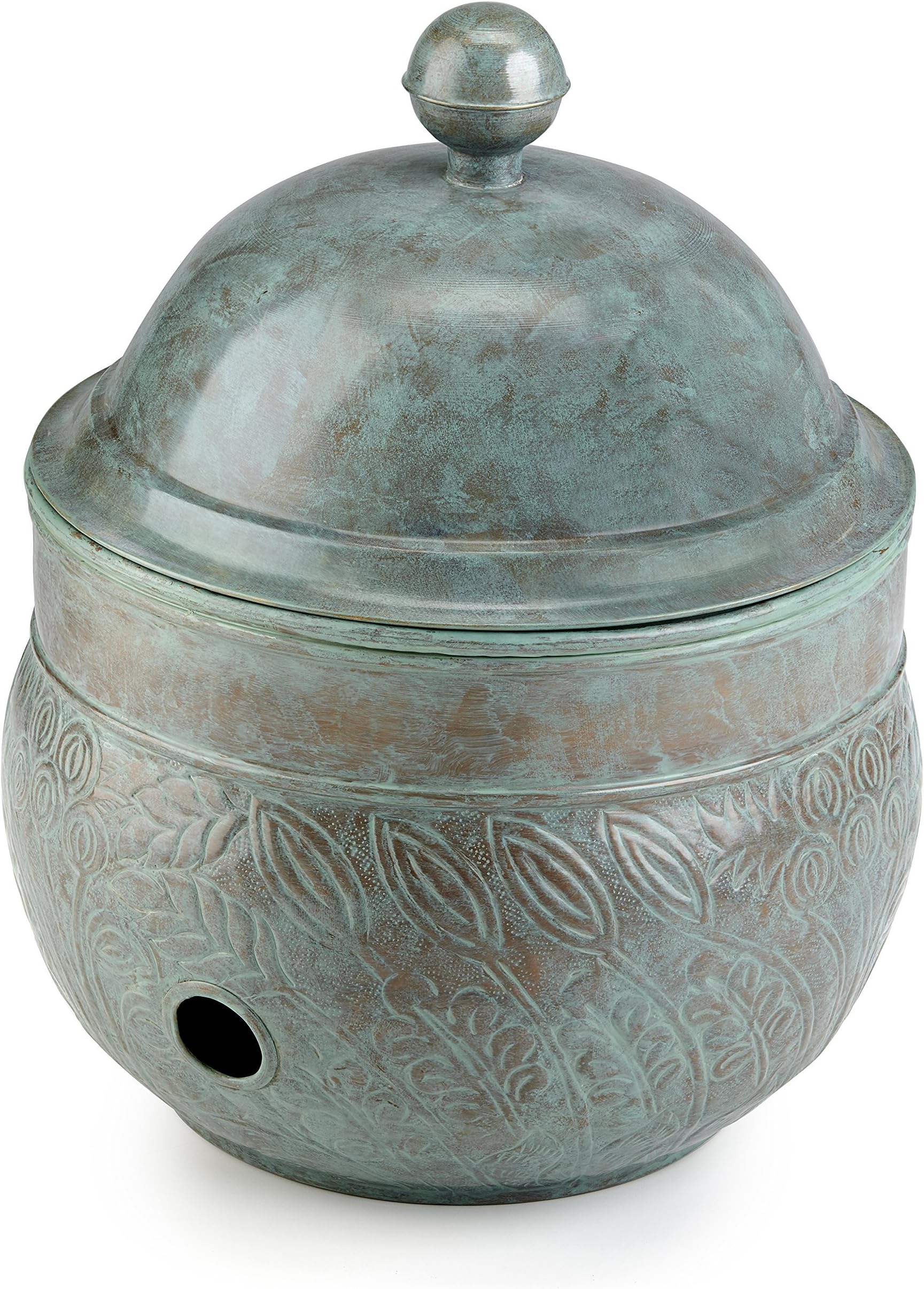 Blue Verde Brass Key West Hose Pot with Lid