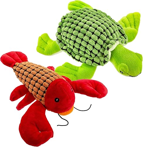 Miniatura 2 de Giftable World Langosta de pana de peluche para mascotas de 9 pulgadas con chirriante y arruga Langosta,Langosta y tortuga marina,tortuga