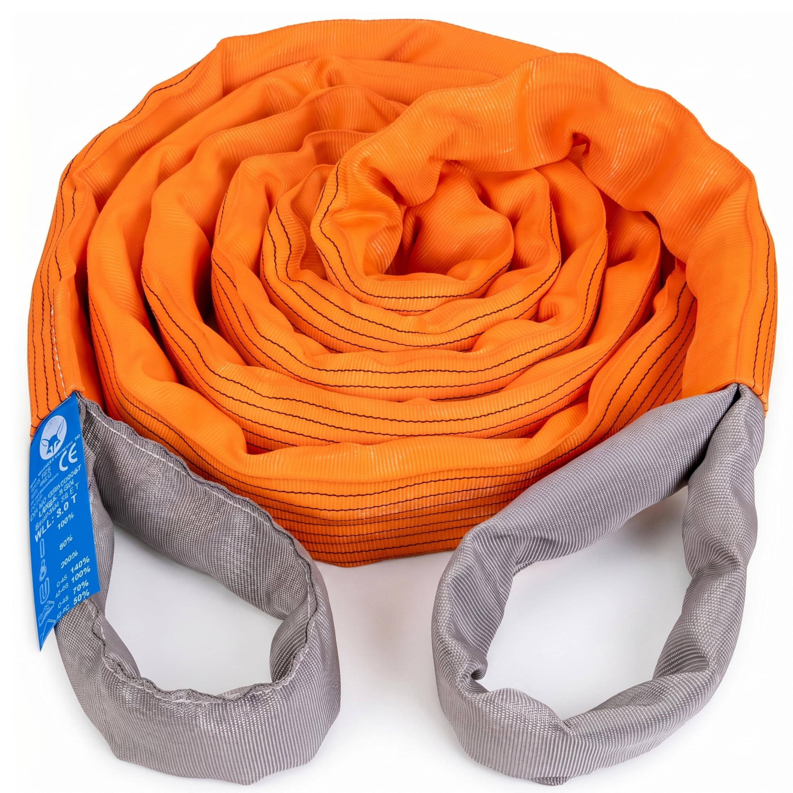 35T Abschleppseil 5m Orange – Profi Bergegurt mit verstärkten Schlaufen | Extrem belastbarer Abschleppgurt für Offroad, SUV, Traktor, LKW & Forst