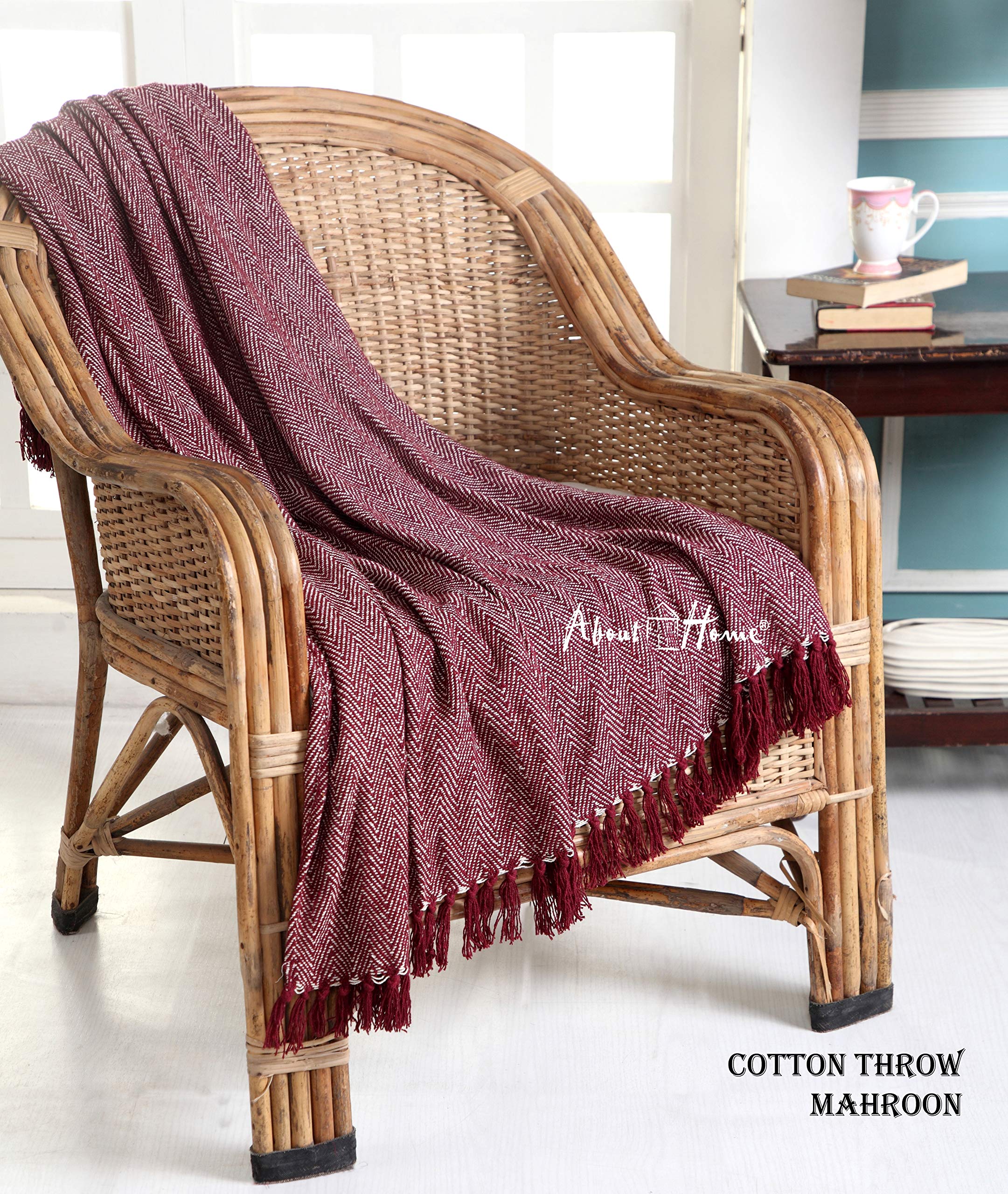 Coperta In 100% Cotone Con Motivo A Spina Di Pesce, Per Divano, Letto