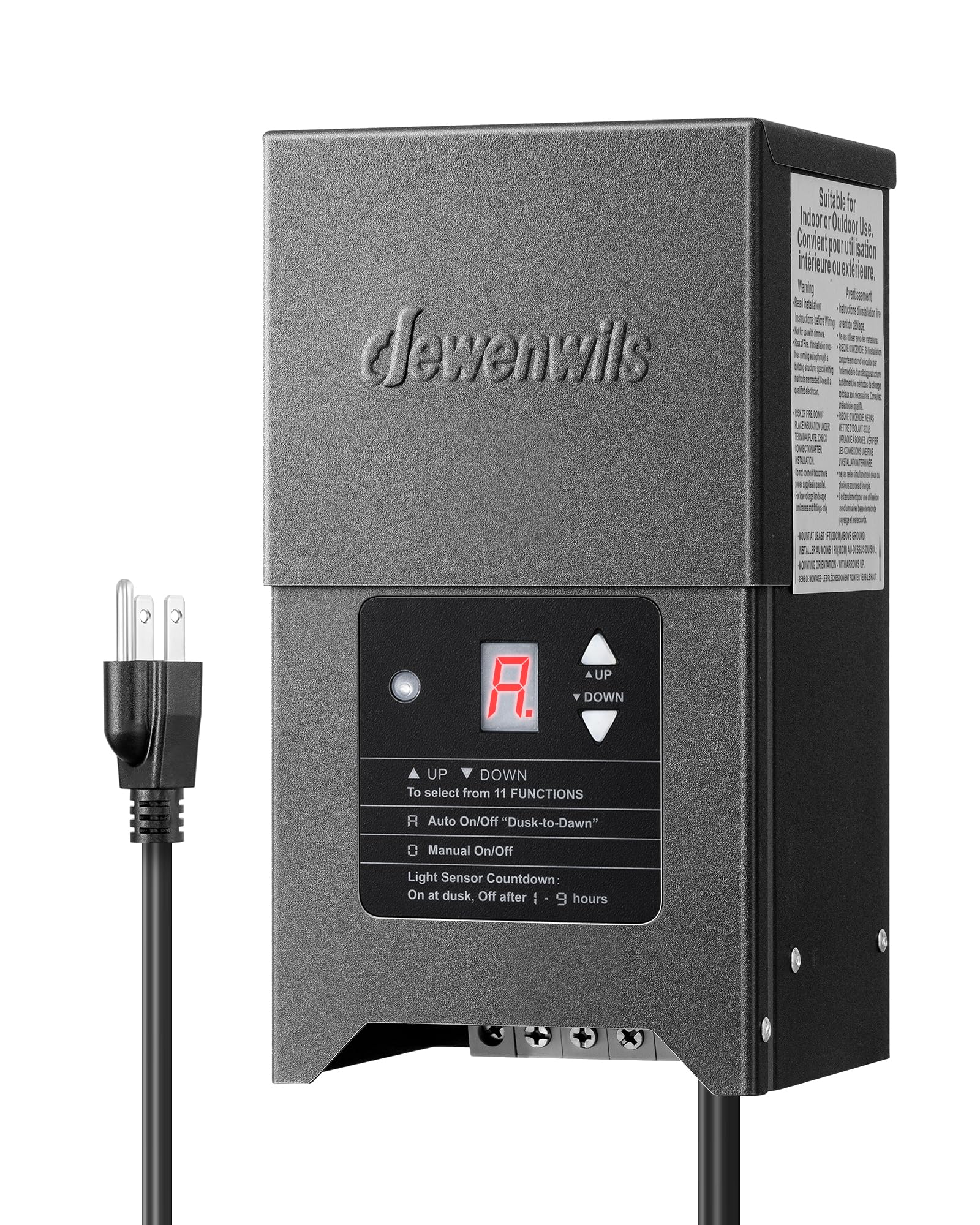 Photo 1 of DEWENWILS 300W Low Voltage Landscape Lighting Transformer, 120V to 12/15V AC, Weatherproof Low Voltage Landscape Transformer with Photocell & Timer, Multi Zone Landscape Lighting Transformer