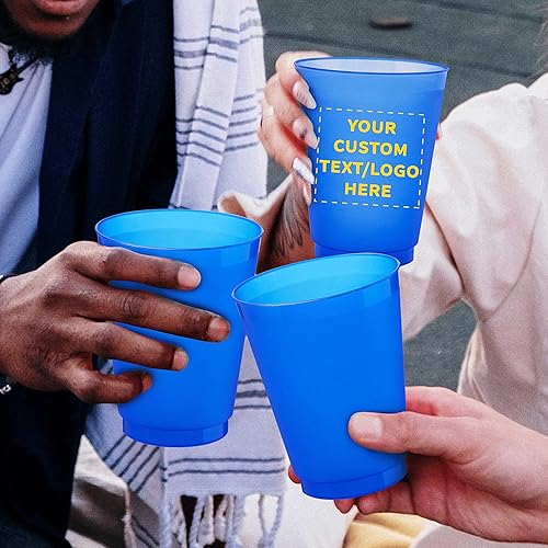 Miniatura 7 de Vasos de plástico esmerilado personalizados para estadios, paquete de 10, texto promocional, logotipo, 16 onzas, tazas de fiesta reutilizables