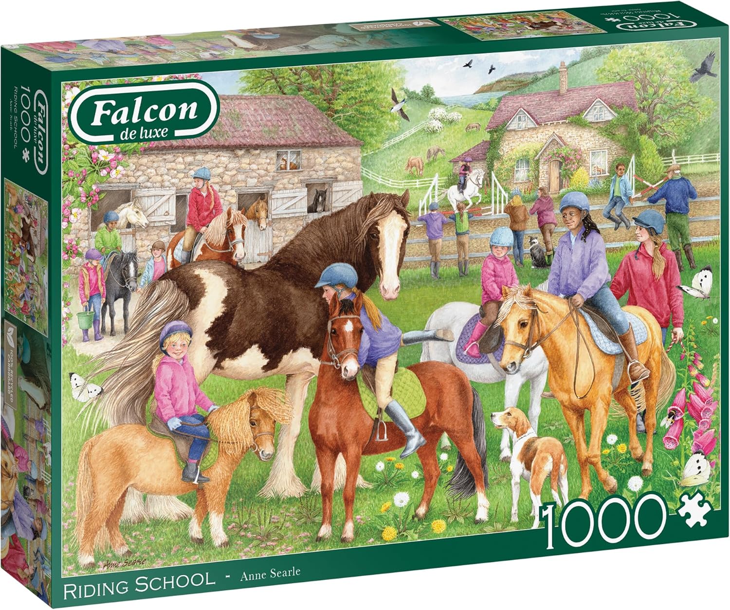 Falcon de Luxe Riding School Adult 1000-Piece Jigsaw Puzzle by Anne Searle - Exquisite Equestrian Center Scene - Premium Recycled Board - Eco-Friendly Packaging