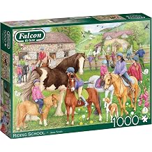 Falcon de Luxe Riding School Adult 1000-Piece Jigsaw Puzzle by Anne Searle - Exquisite Equestrian Center Scene - Premium Recycled Board - Eco-Friendly Packaging