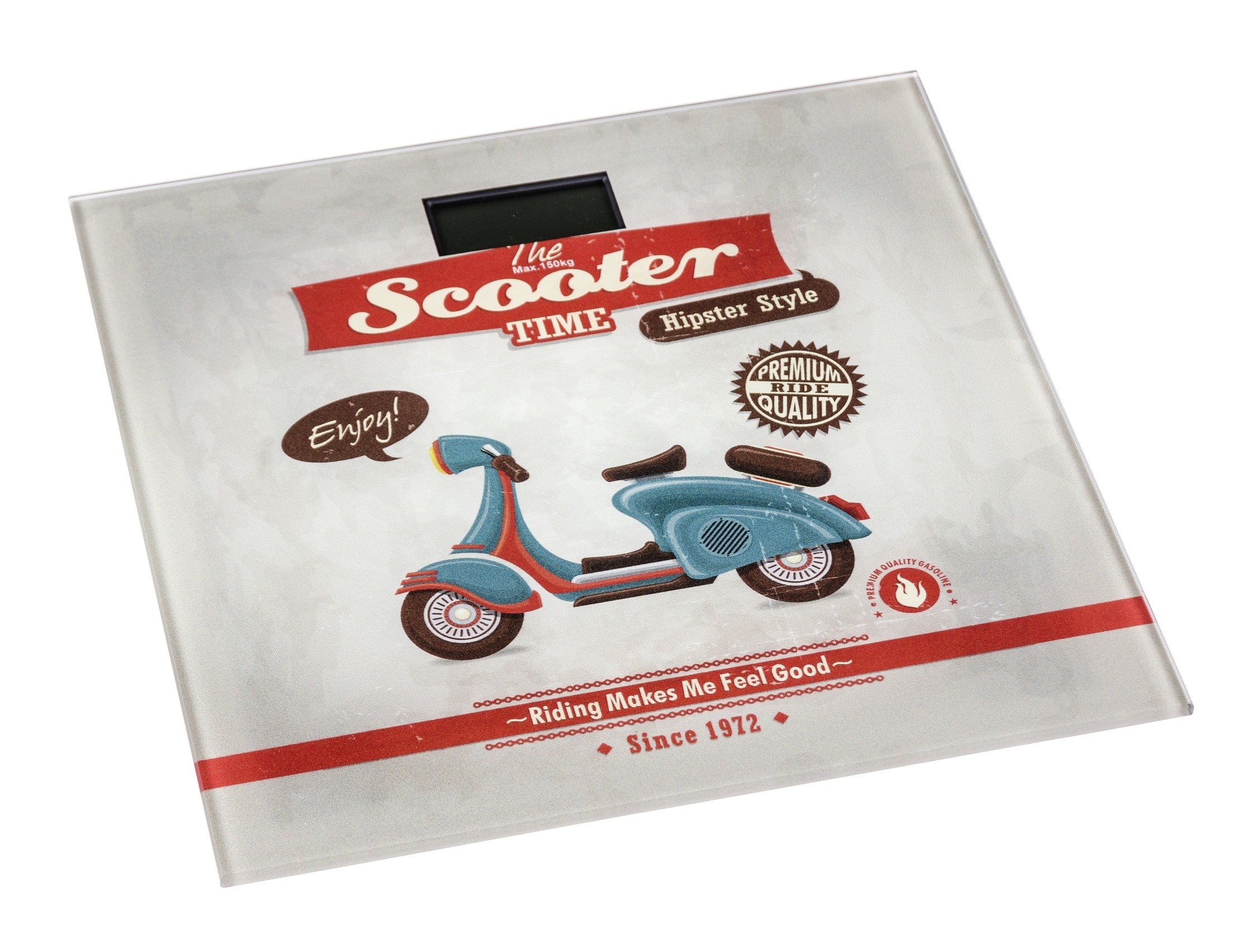 WENKO Bilancia persone Scooter - Display LCD, Vetro temperato, 30.5 x 30.5 cm, Multicolore