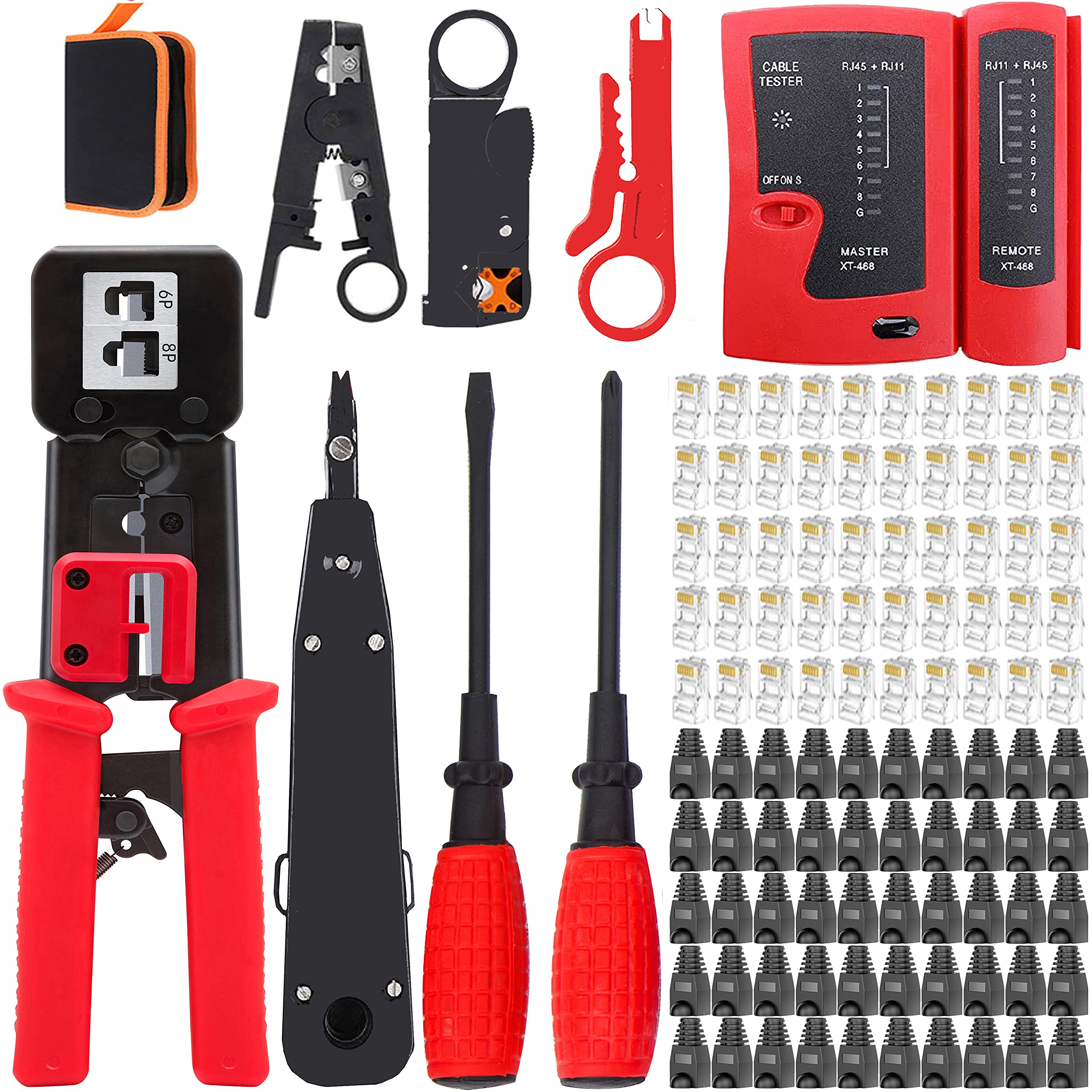 Buy LEATBUY RJ45 Crimp Tool Set for RJ11/RJ12 Pass Through Cat5/Cat5e/Cat6 Crimping Tool for