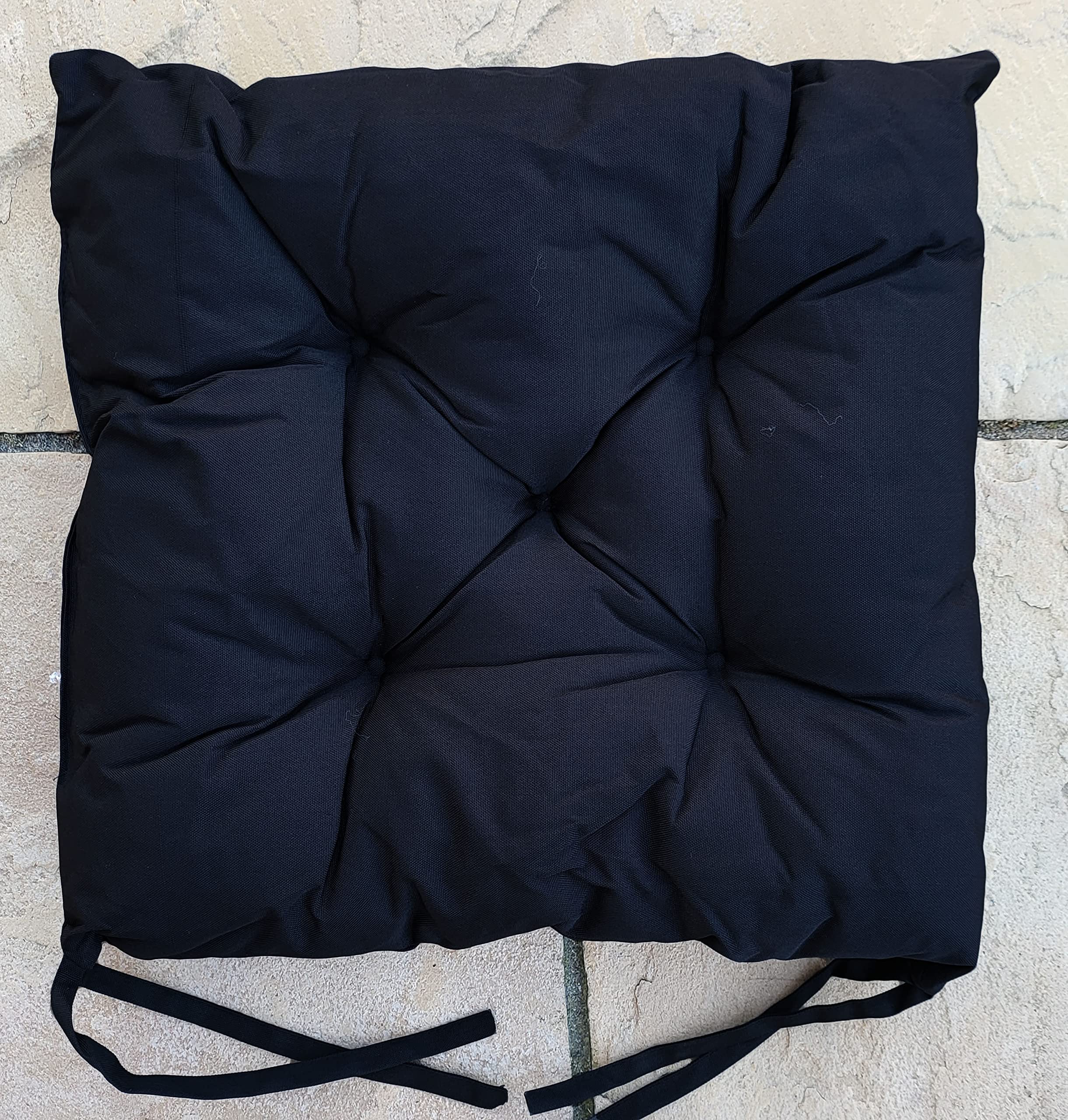 cushion mania Outdoor Chair Seat Pads Bench Pads Waterproof Garden CHUNKY Chair Seat Pads (Chair Pad (40x40x4cm), Black) — image 1