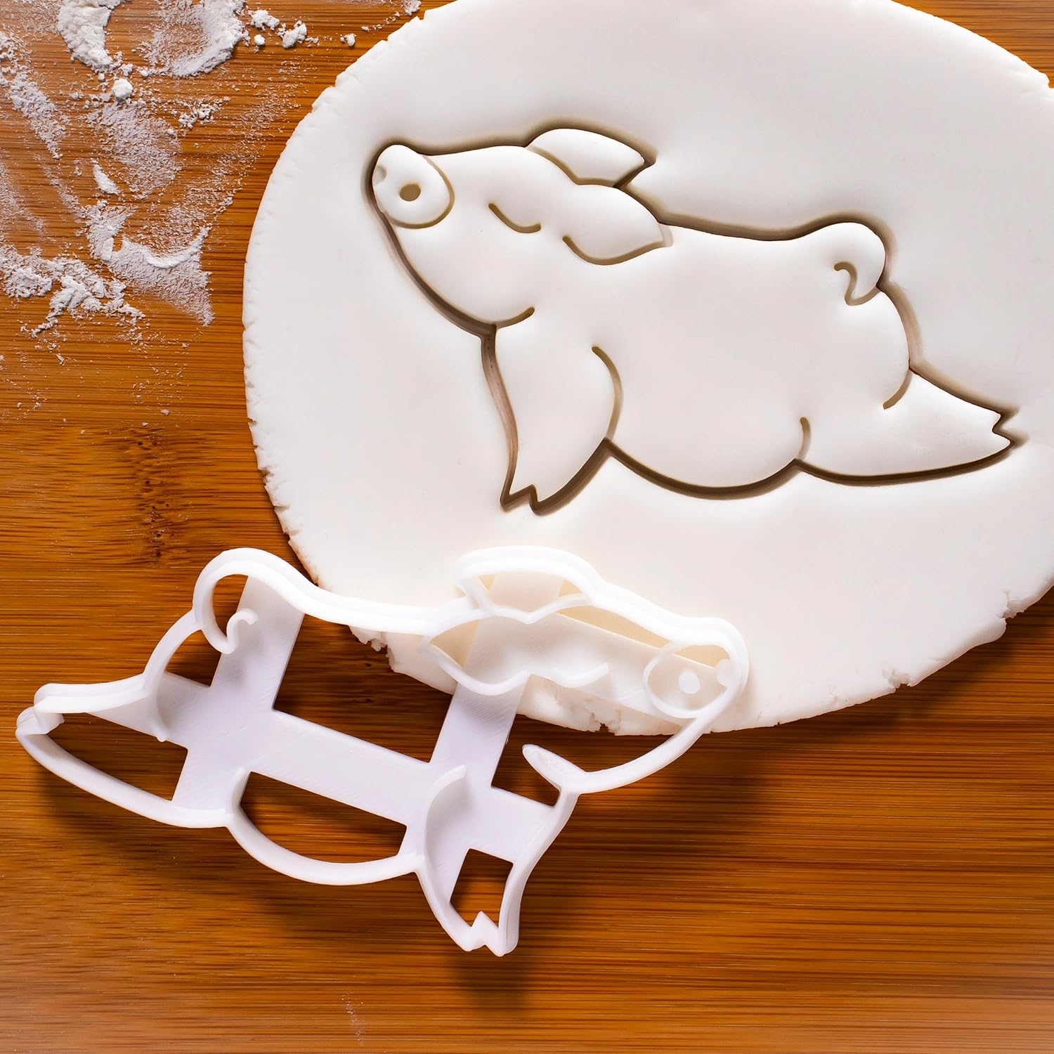 Set of 4 Yoga Pig cookie cutters (Warrior Pose 1, Pose 2, Balasana, and Upward Facing), 4 pieces - Bakerlogy