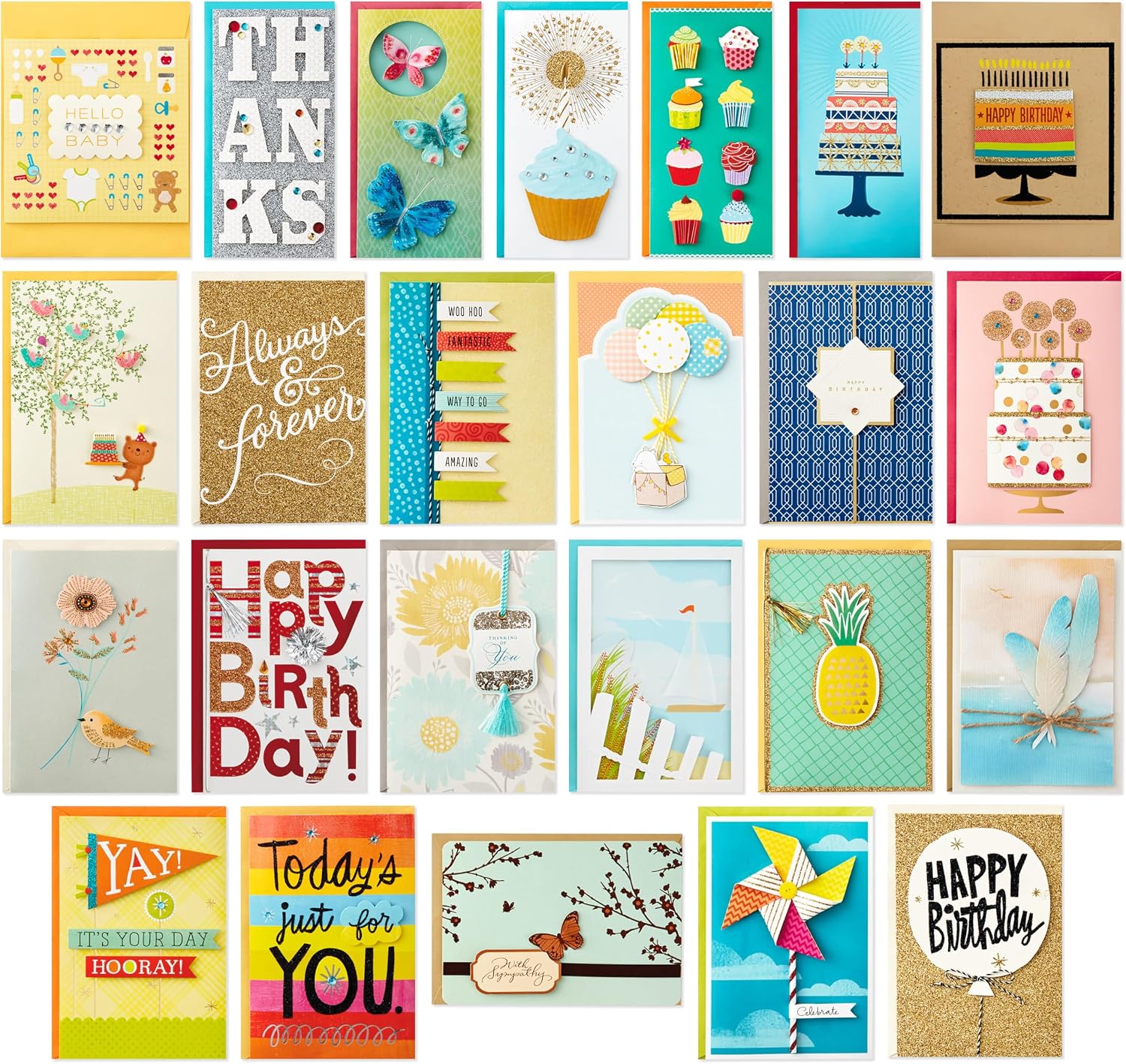 Hallmark All Occasion Handmade Boxed Set of Assorted Greeting Cards with Card Organizer (Pack of 24)—Birthday, Baby, Wedding, Sympathy, Thinking of You, Thank You, Blank image 3