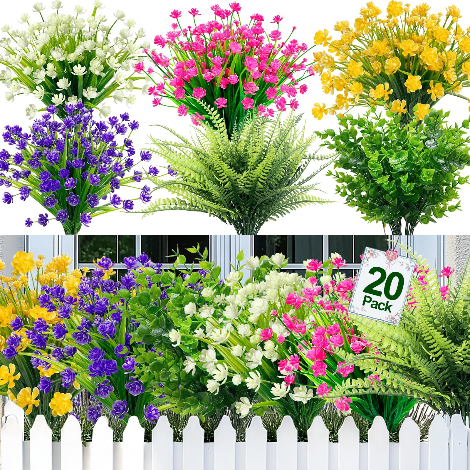Amazon.com: TURNMEON 20 Bundles Artificial Flowers for Outdoors