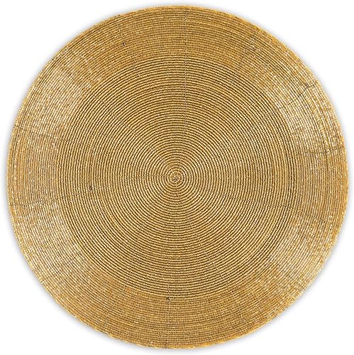 Miniatura 8 de Manteles individuales negros con cuentas para mesa de comedor, manteles individuales redondos negros, miden 13 pulgadas, cargadores negros para