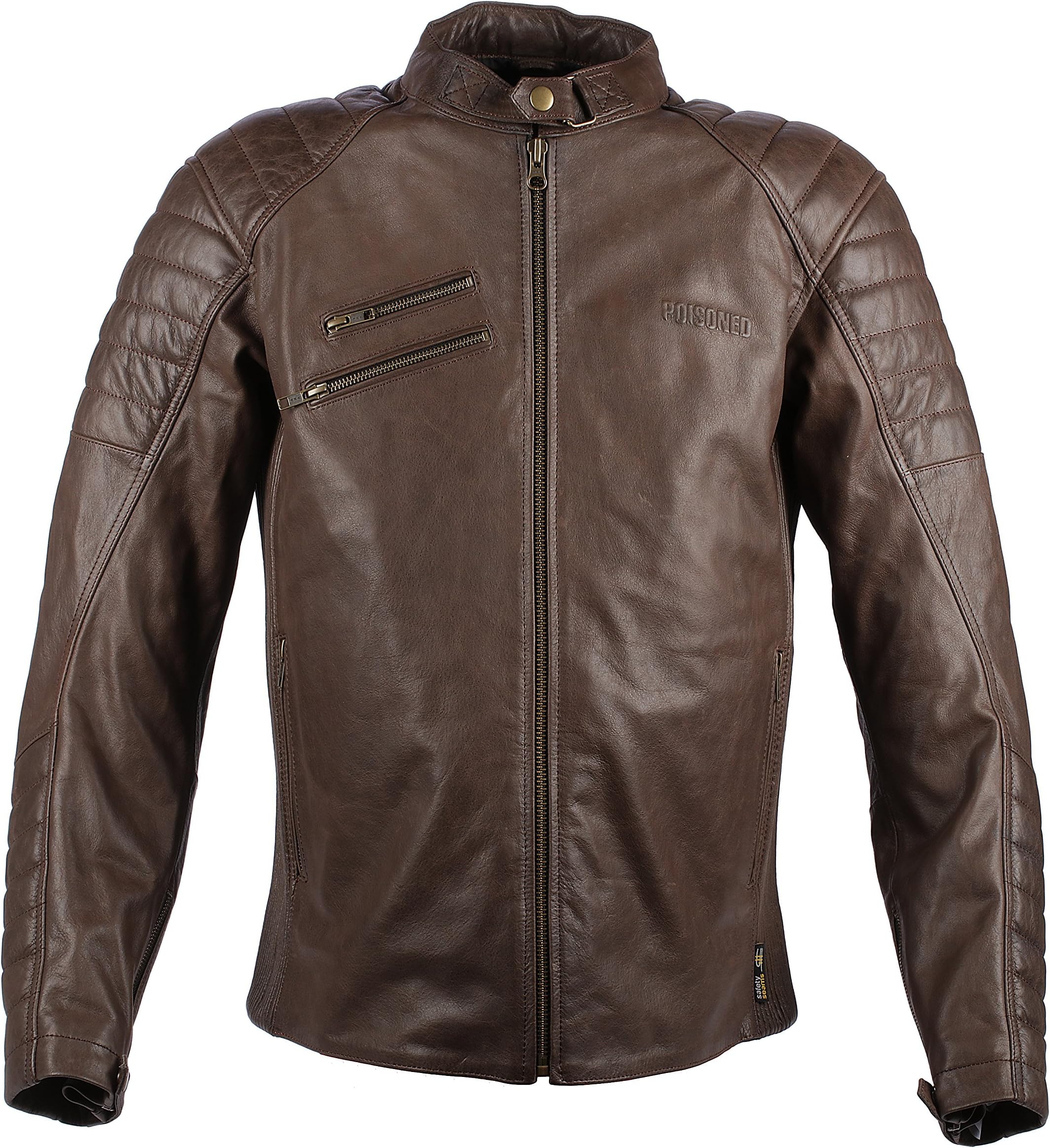 Poisoned High Tech Vintage Motorcycle Rider Brown Leather Biker’s Jacket for Men | High Quality Waterproof Wear Breathable Armoured Brown Jacket (X LARGE)