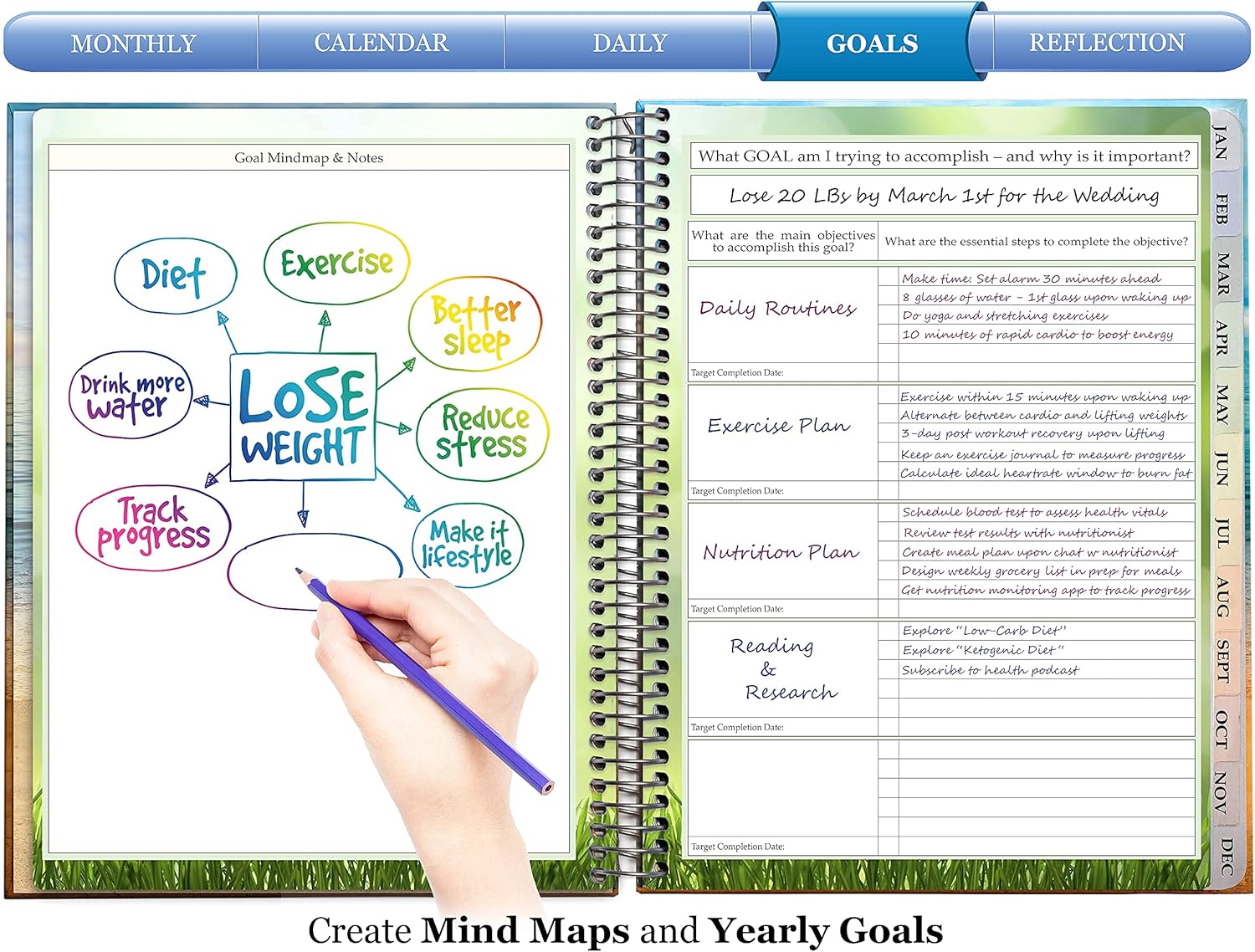 Tools4Wisdom 2022 Planner 2022 Calendar - 12 Month - 8.5x11" Hardcover - Full Color 2022 Daily Planner with Weekly and Monthly 2-Page Spreads - 12 Tabs - Planner Stickers - JA12 - Owl Quote : Office Products